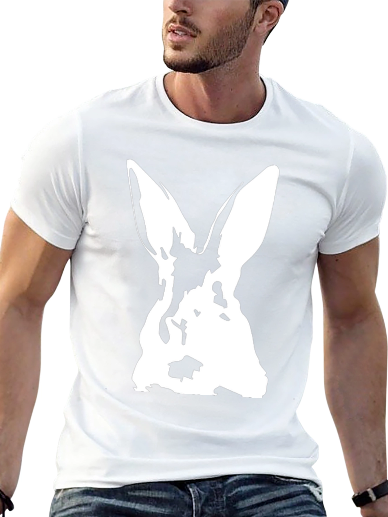 Rabbit Graphic Black T-Shirt - Unique Animal Design