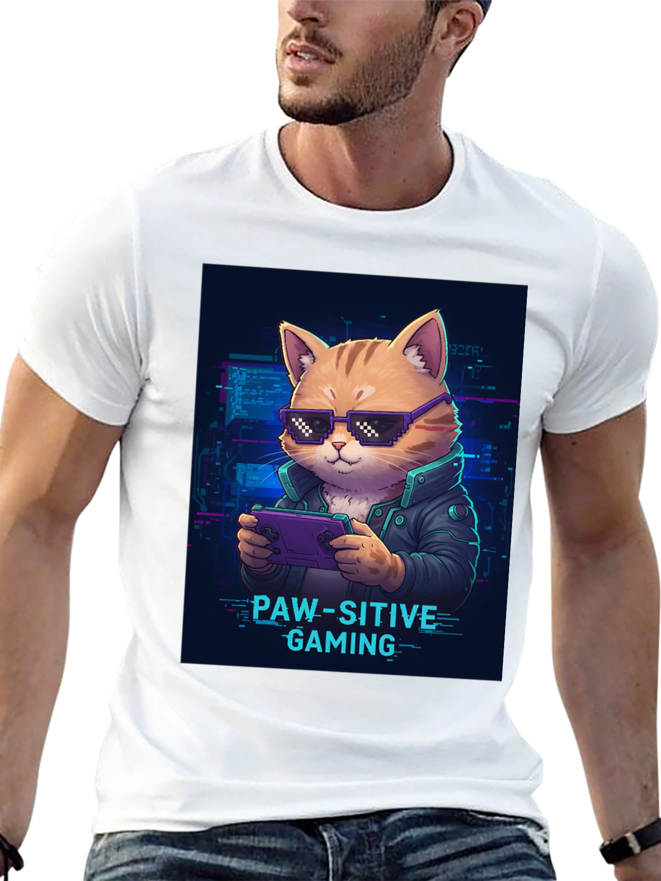 Paw-sitive Gaming T-Shirt - Gamer Cat Tee