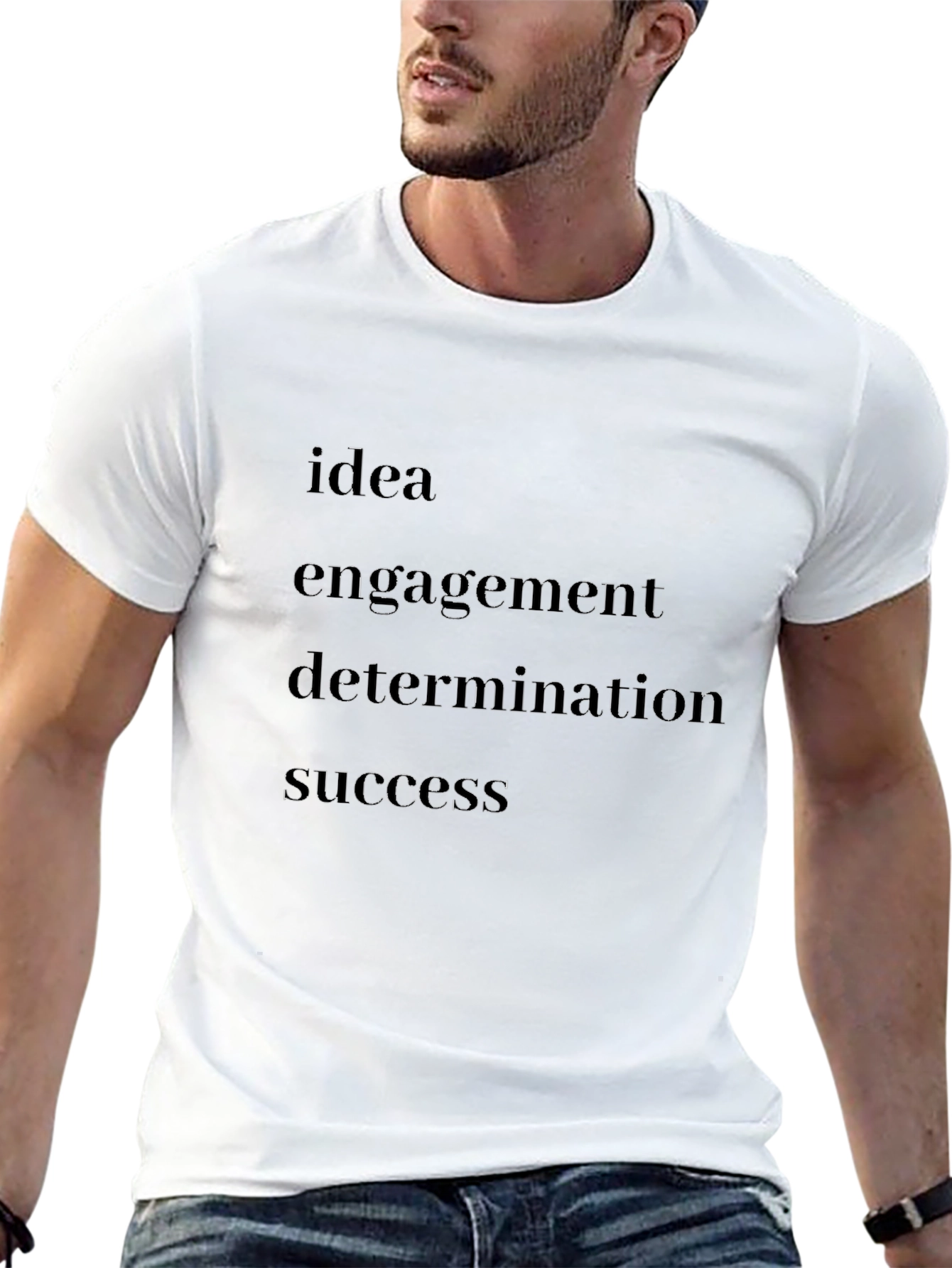 Motivational Black T-Shirt - Idea Engagement Determination Success