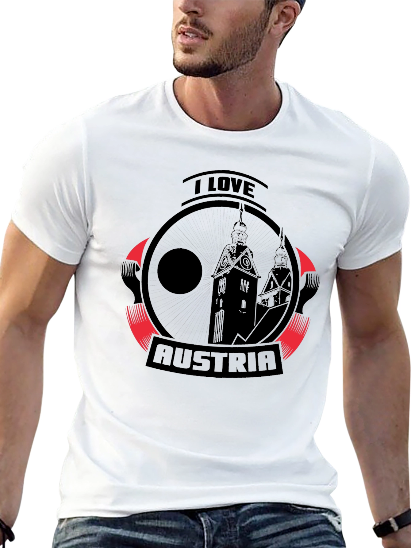 I Love Austria Graphic T-Shirt - Black