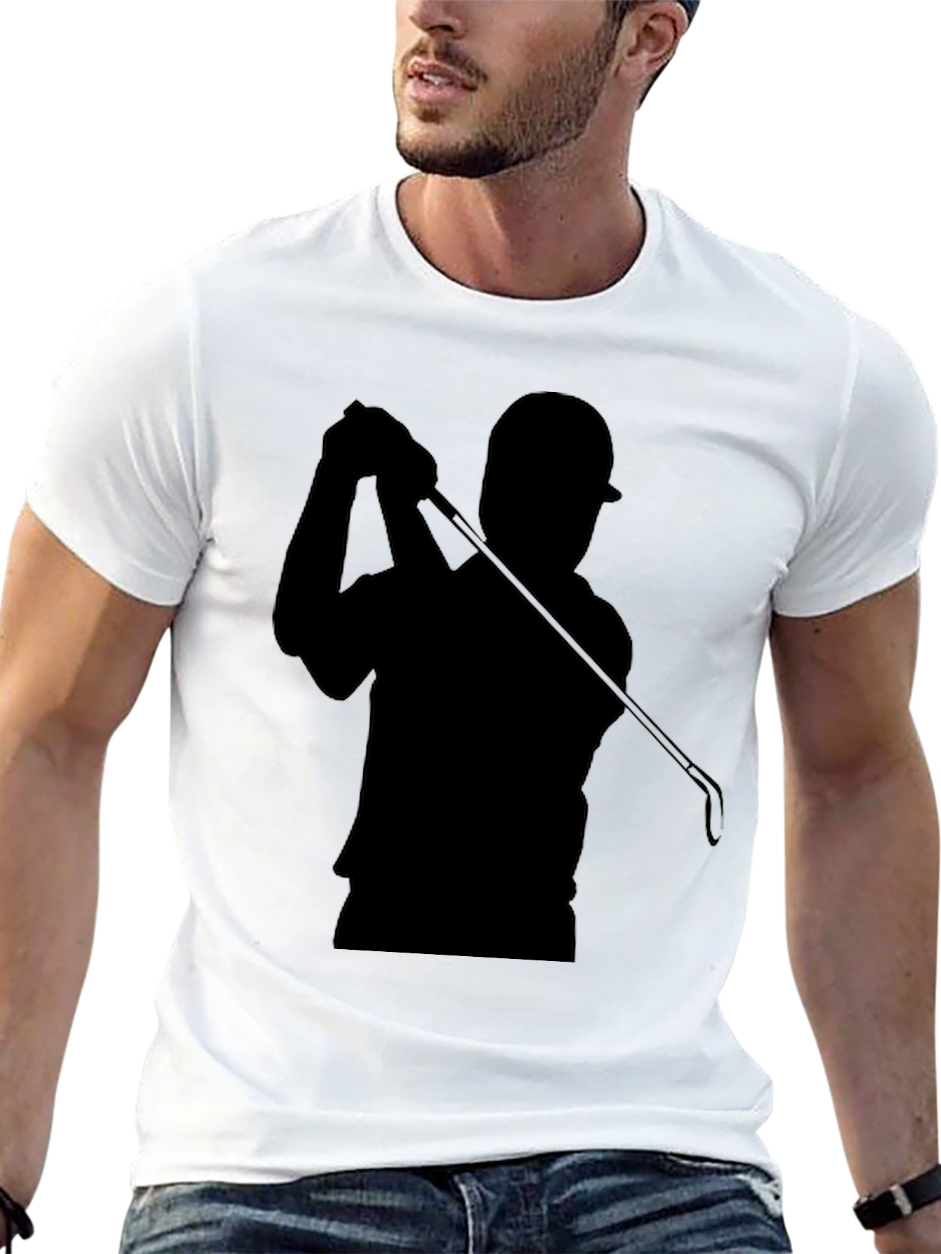 Golfer Silhouette Graphic Tee - Black