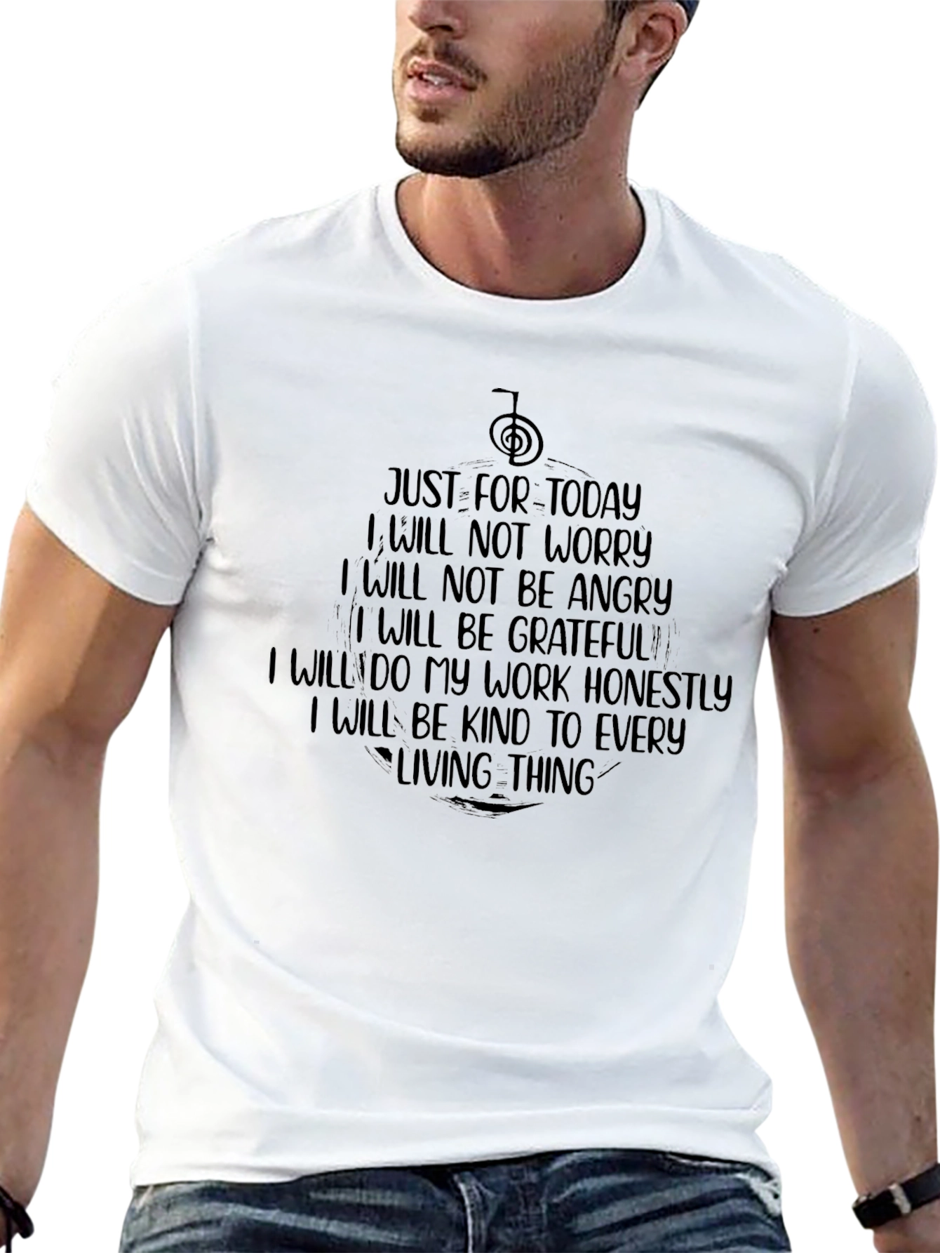 Inspirational Black T-Shirt - Just for Today