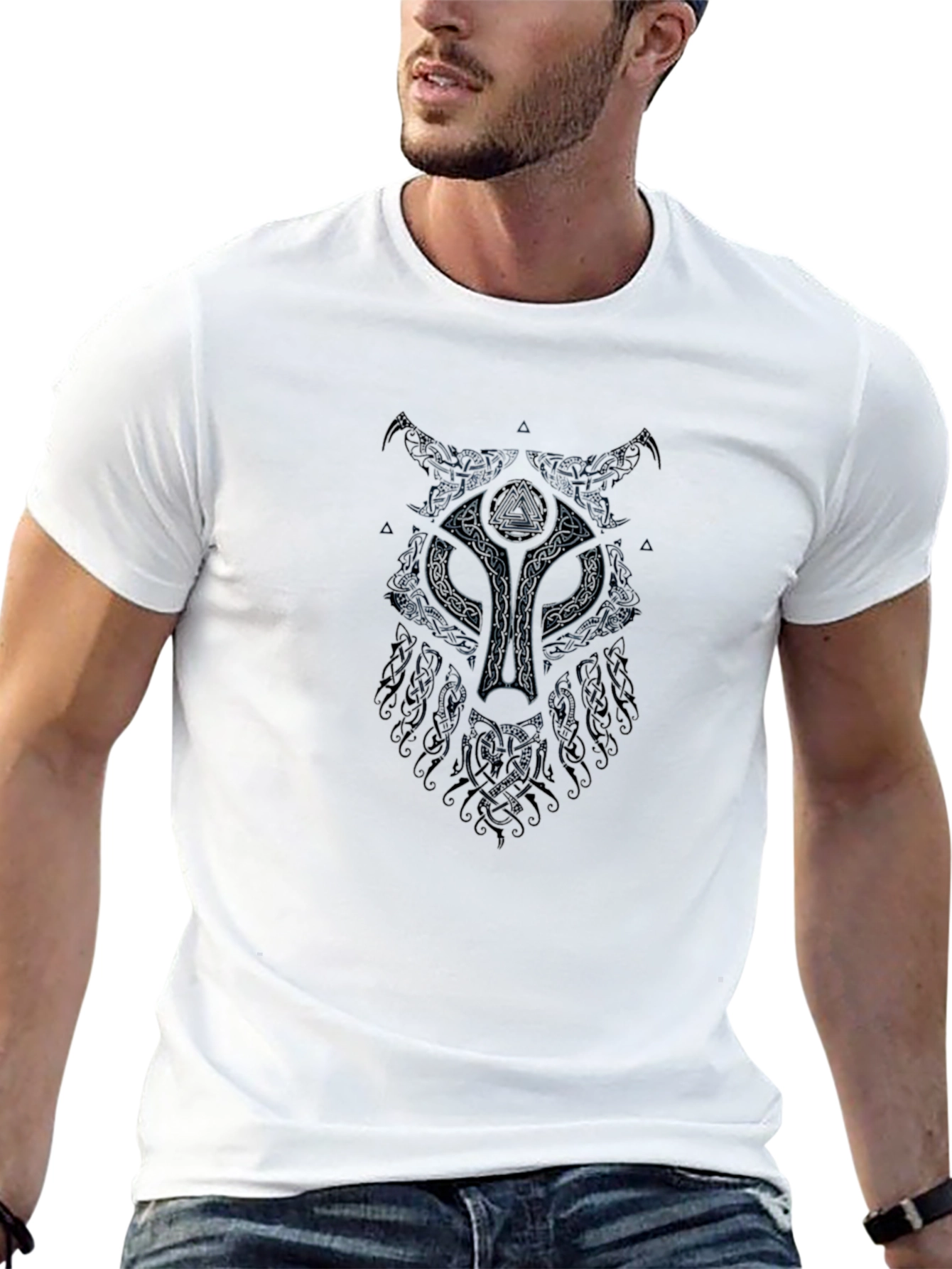 Norse Wolf Graphic T-Shirt - Black