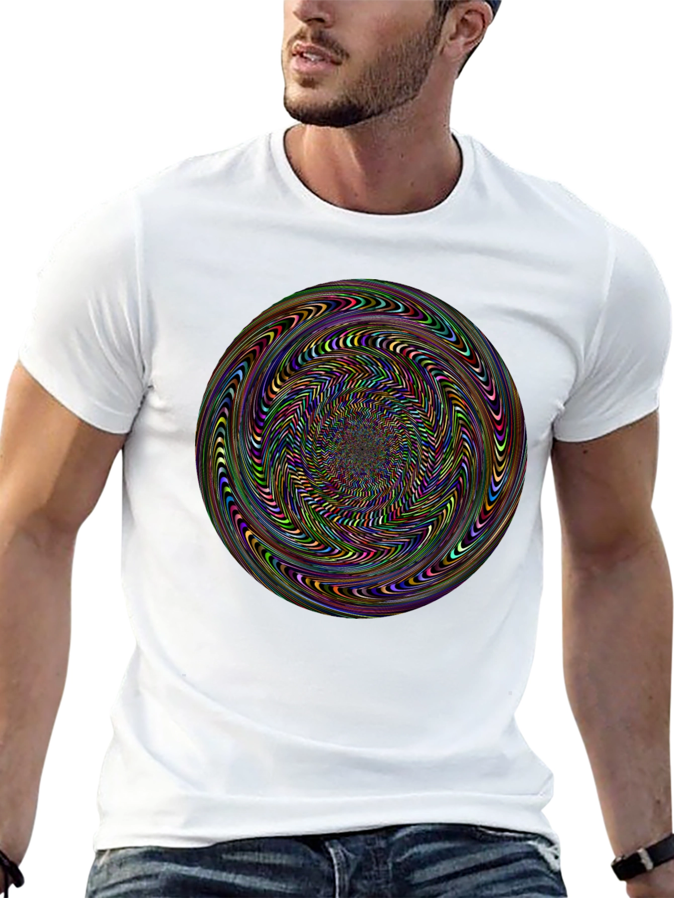 Hypnotic Spiral Graphic Black T-Shirt