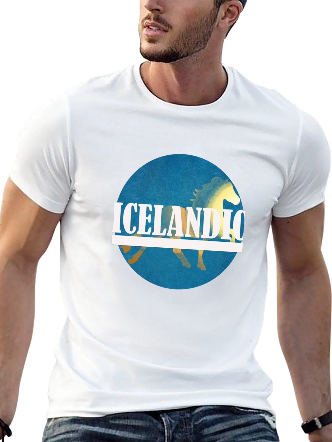 Icelandic Horse Graphic Tee - Black Cotton Shirt