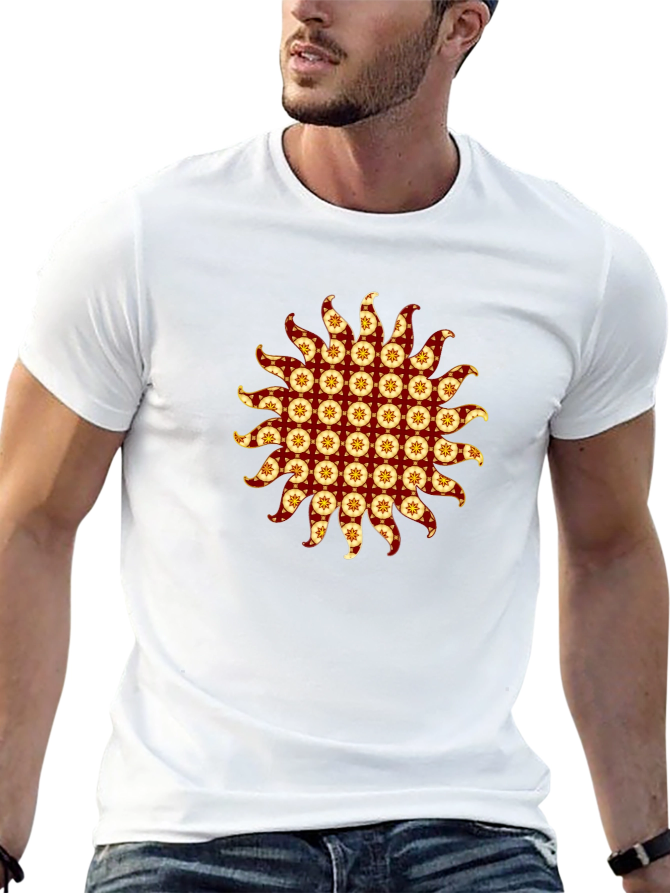 Stylish Black T-Shirt with Sunburst Graphic
