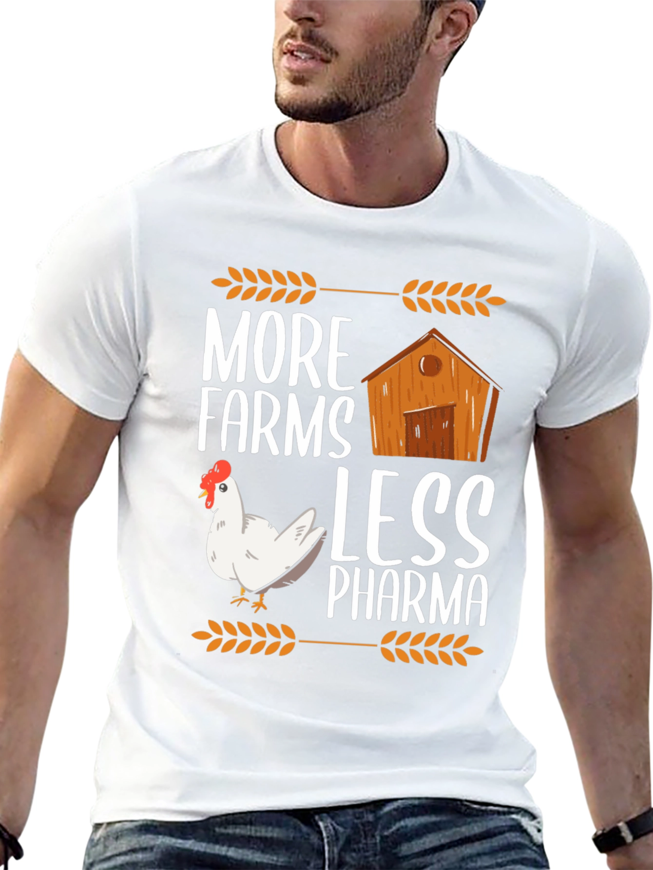 More Farms Less Pharma Graphic T-Shirt