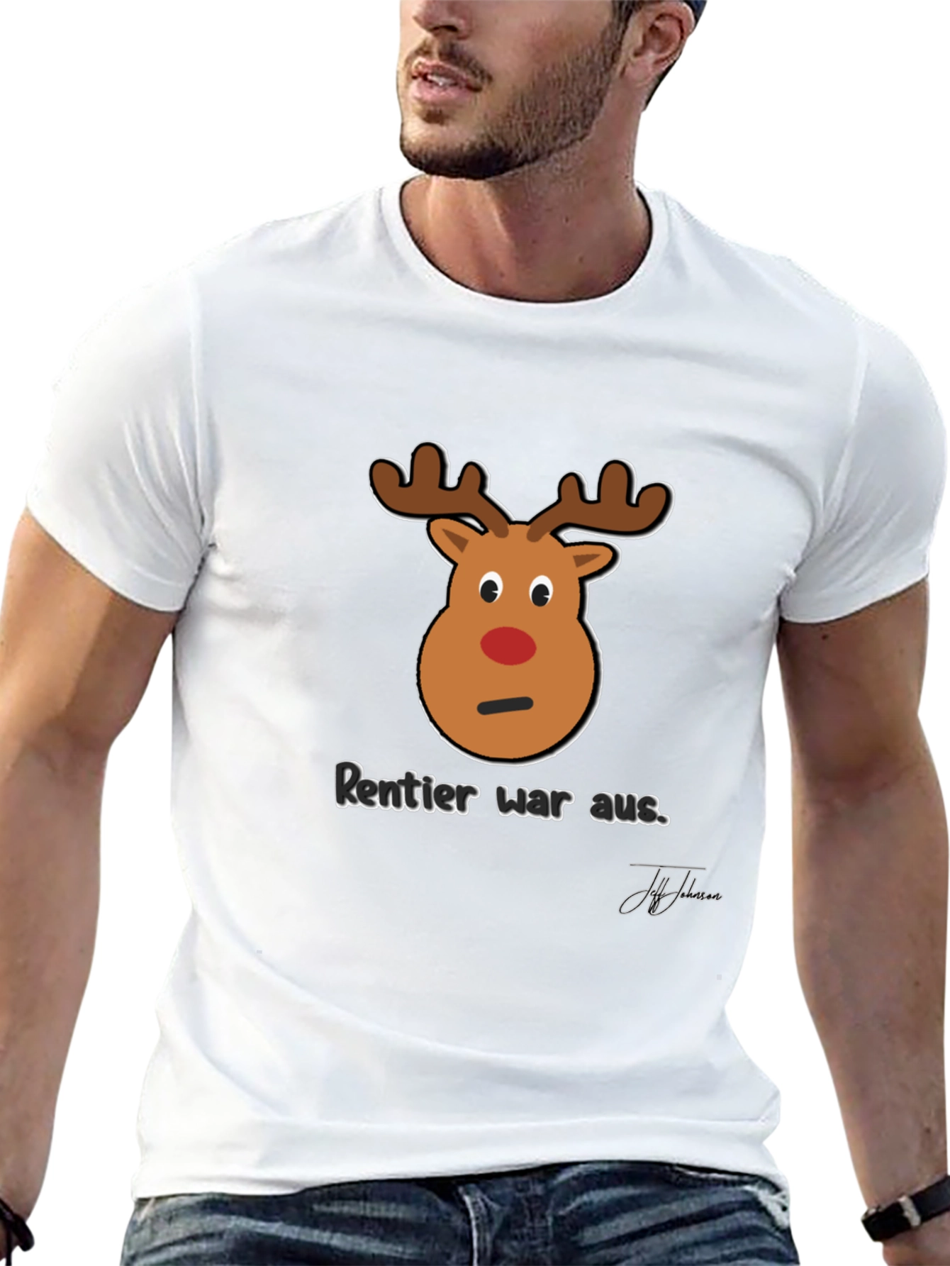 Funny Reindeer Christmas T-Shirt - Rentier War Aus