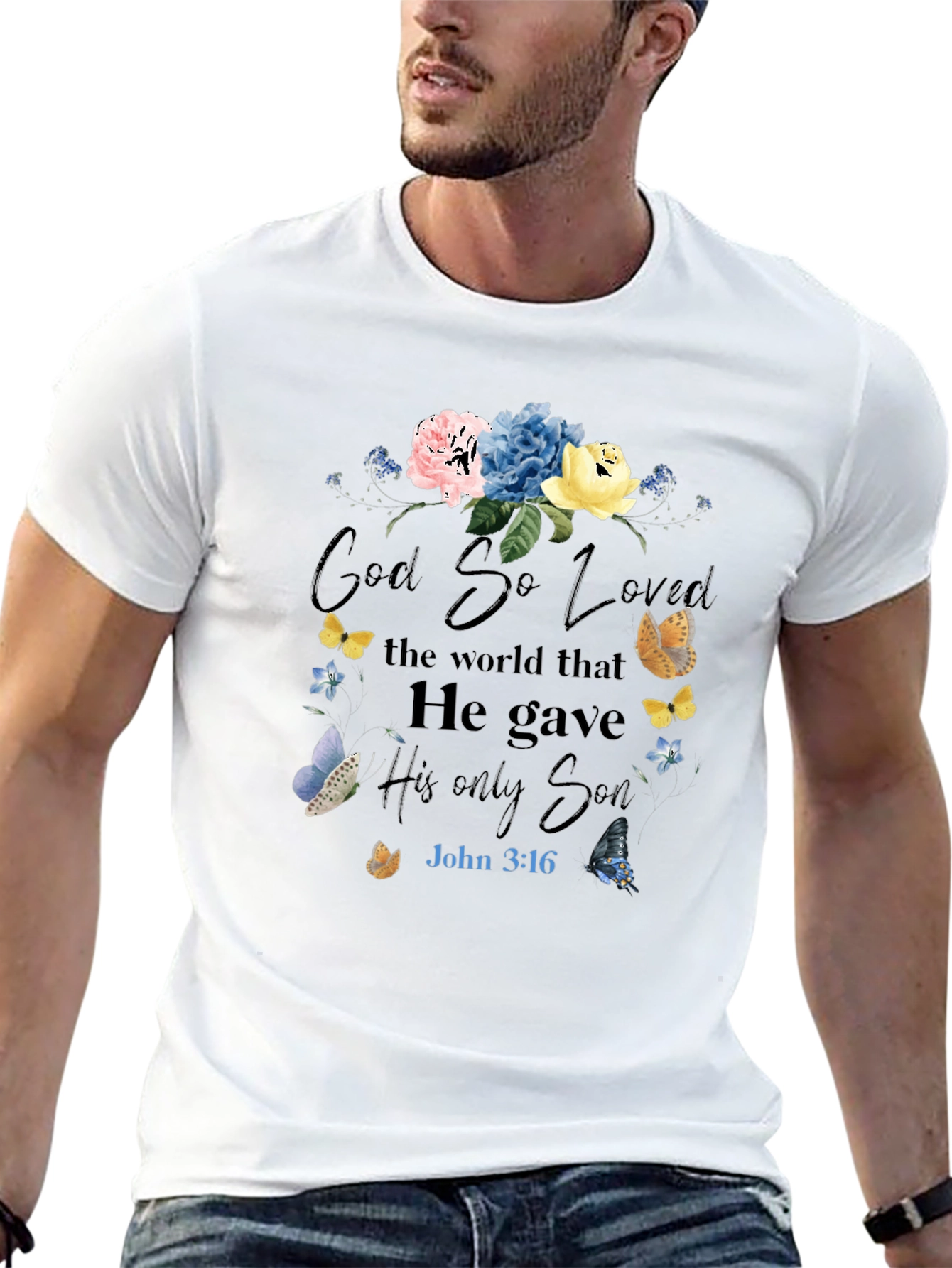 Faith-Inspired Floral T-Shirt: God So Loved
