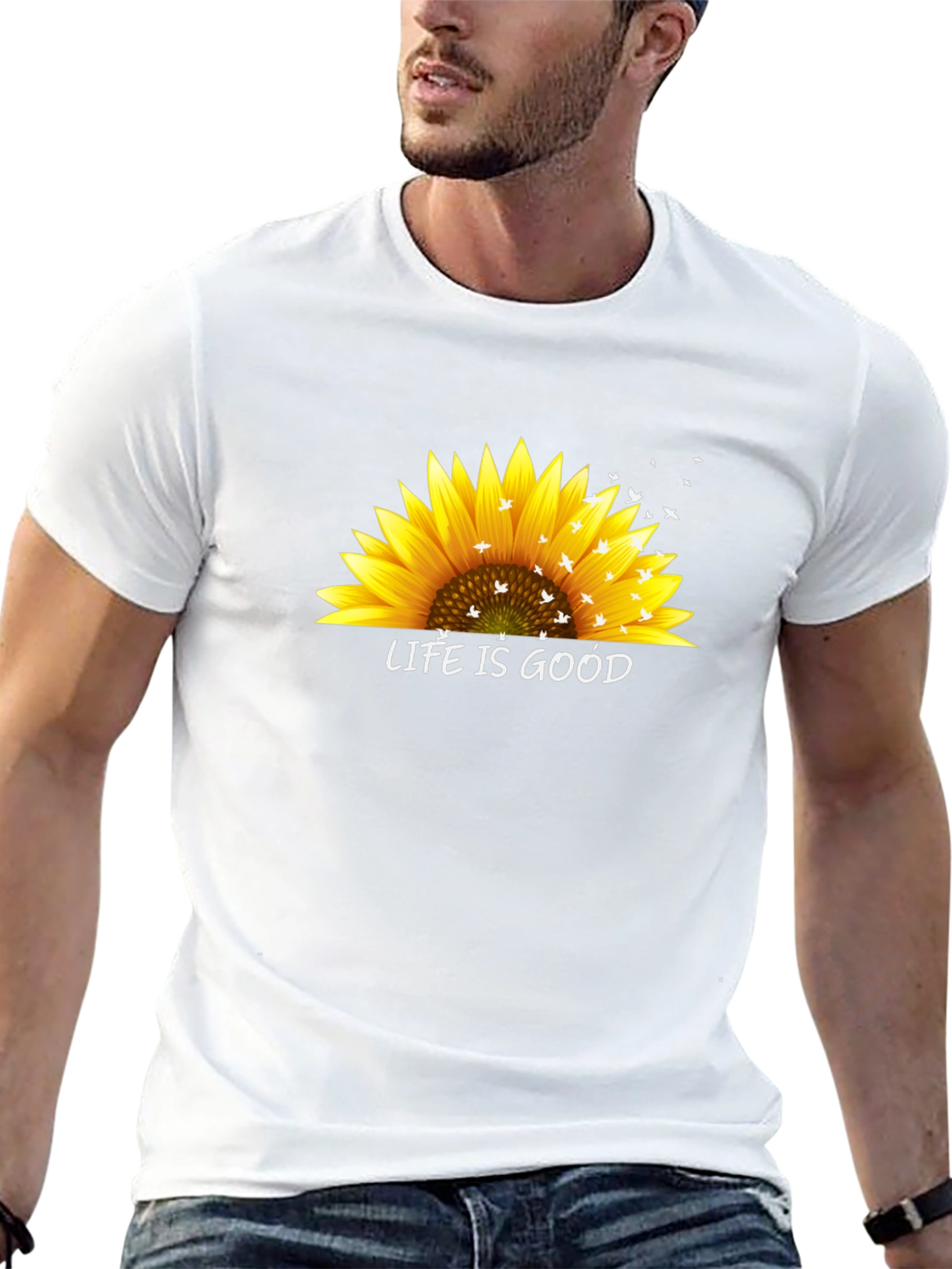 Life is Good Sunflower Graphic Tee - Black