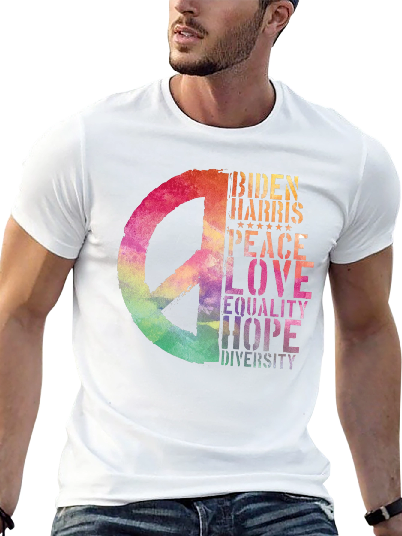 Biden Harris Peace Love Graphic T-Shirt