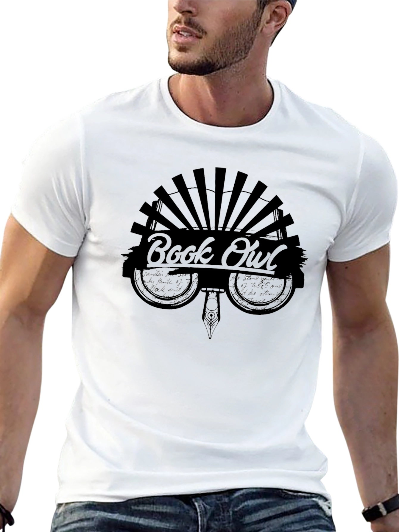 Book Owl Graphic T-Shirt - Black Unisex Tee