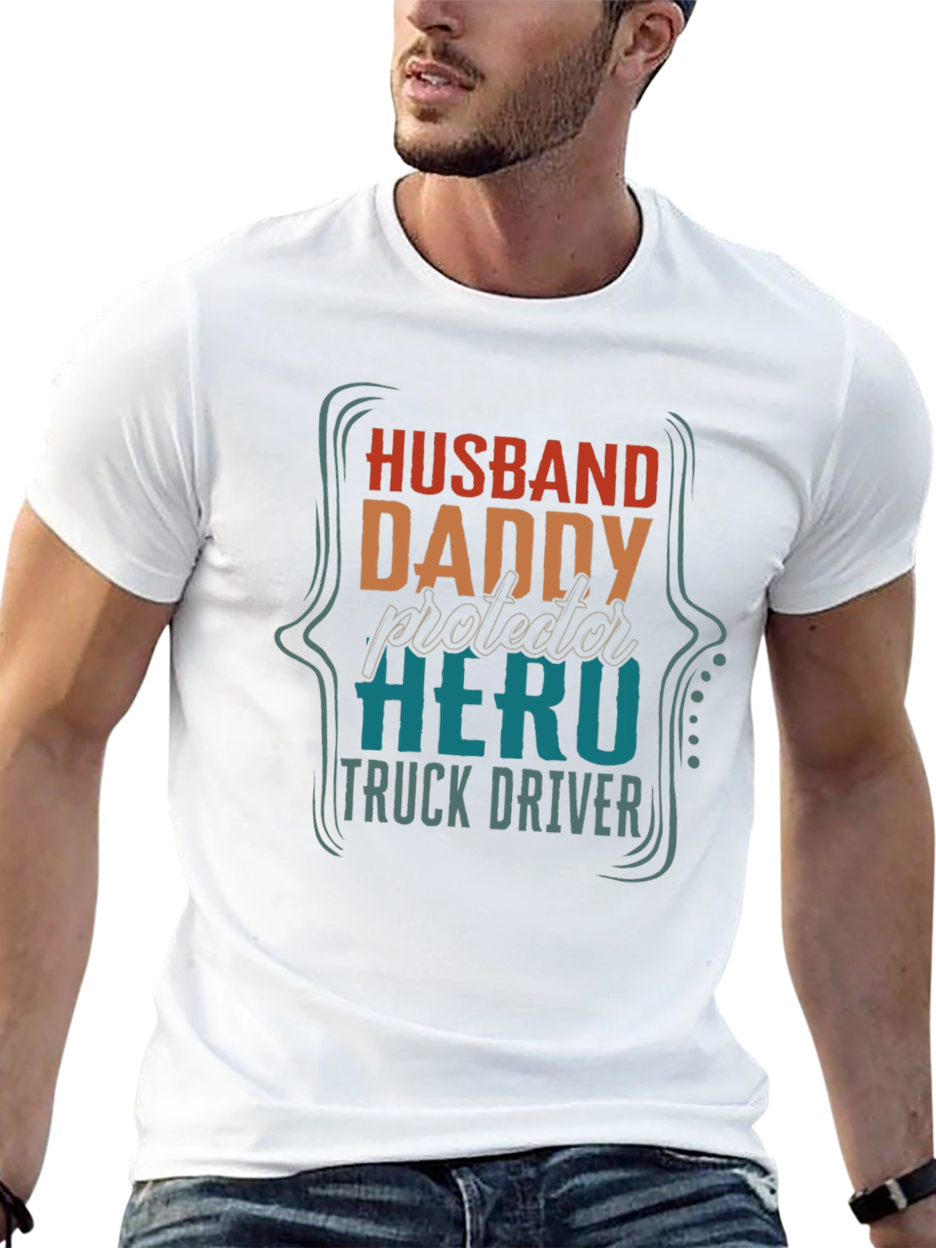 Husband Daddy Hero Truck Driver T-Shirt