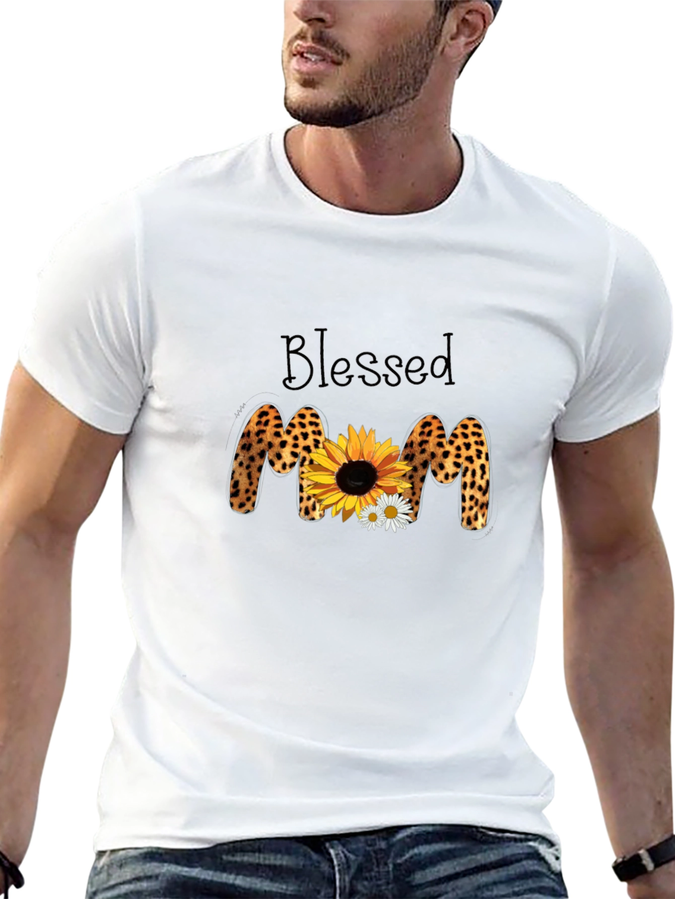 Blessed Leopard Sunflower Mom T-Shirt