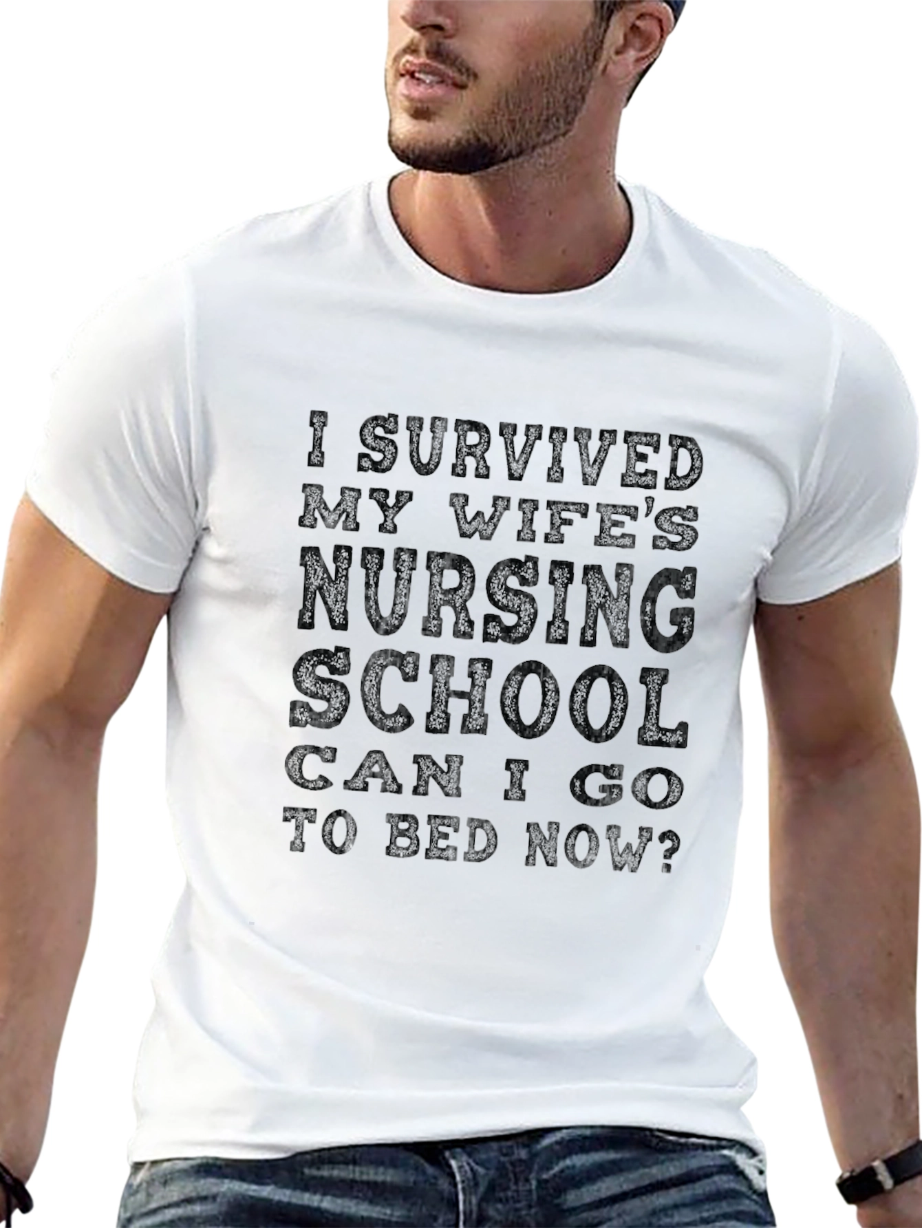 Husbands Nursing School Survivor Novelty T-Shirt