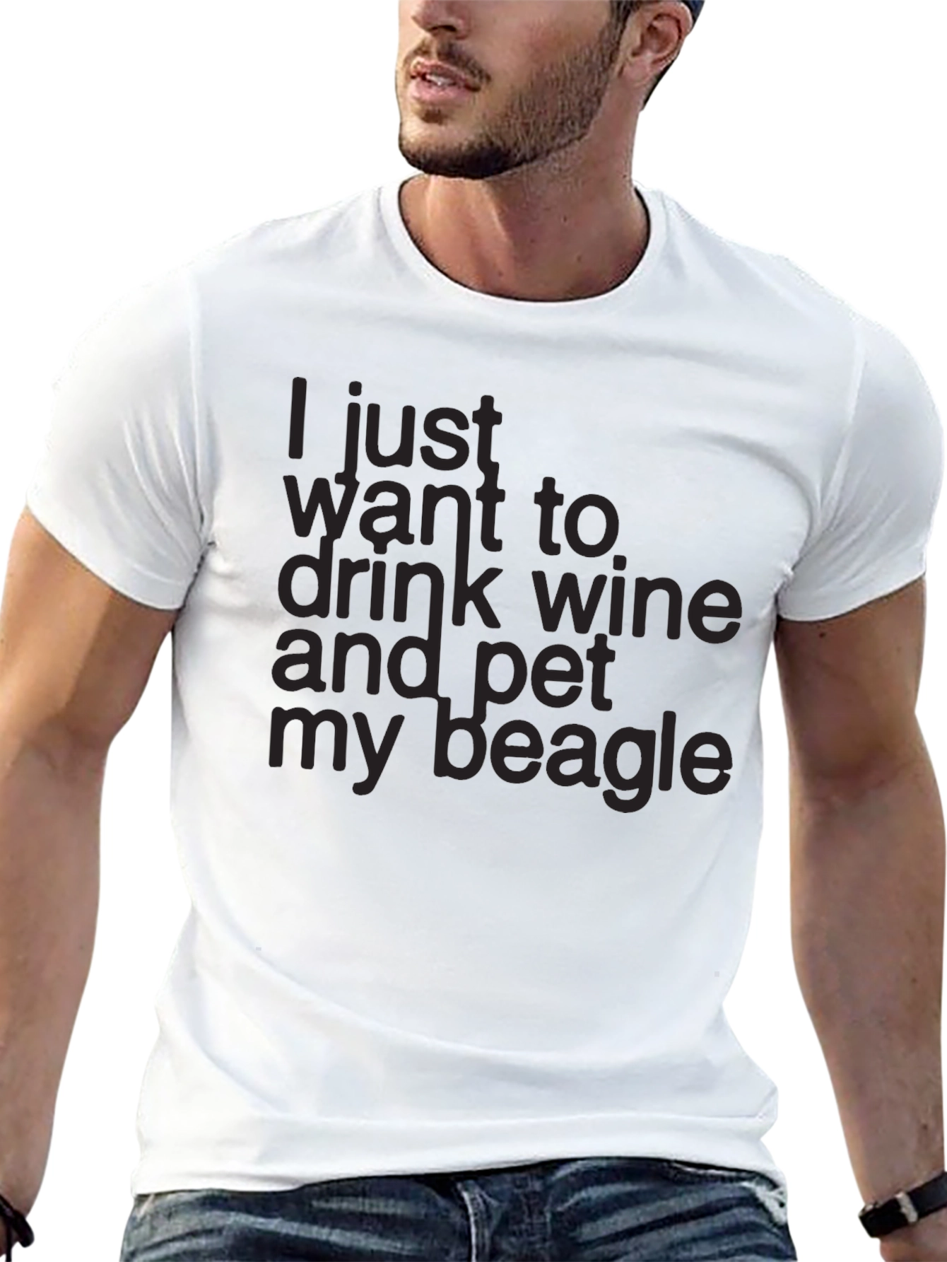 Wine & Beagle Black T-Shirt
