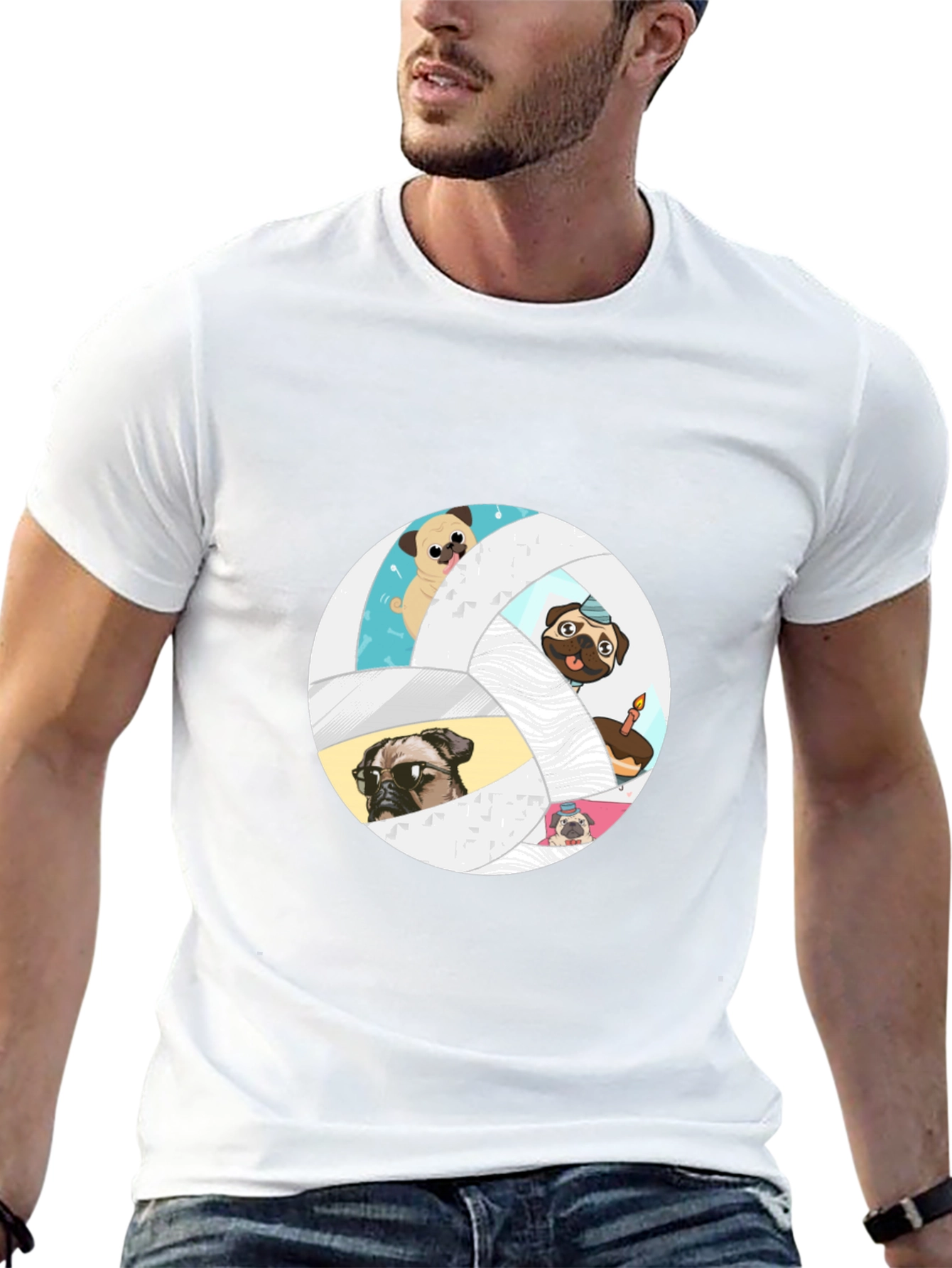 Pug Volleyball Graphic T-Shirt