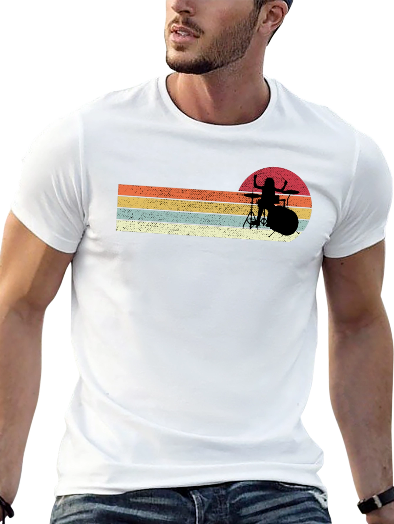 Retro Drummer Silhouette T-Shirt