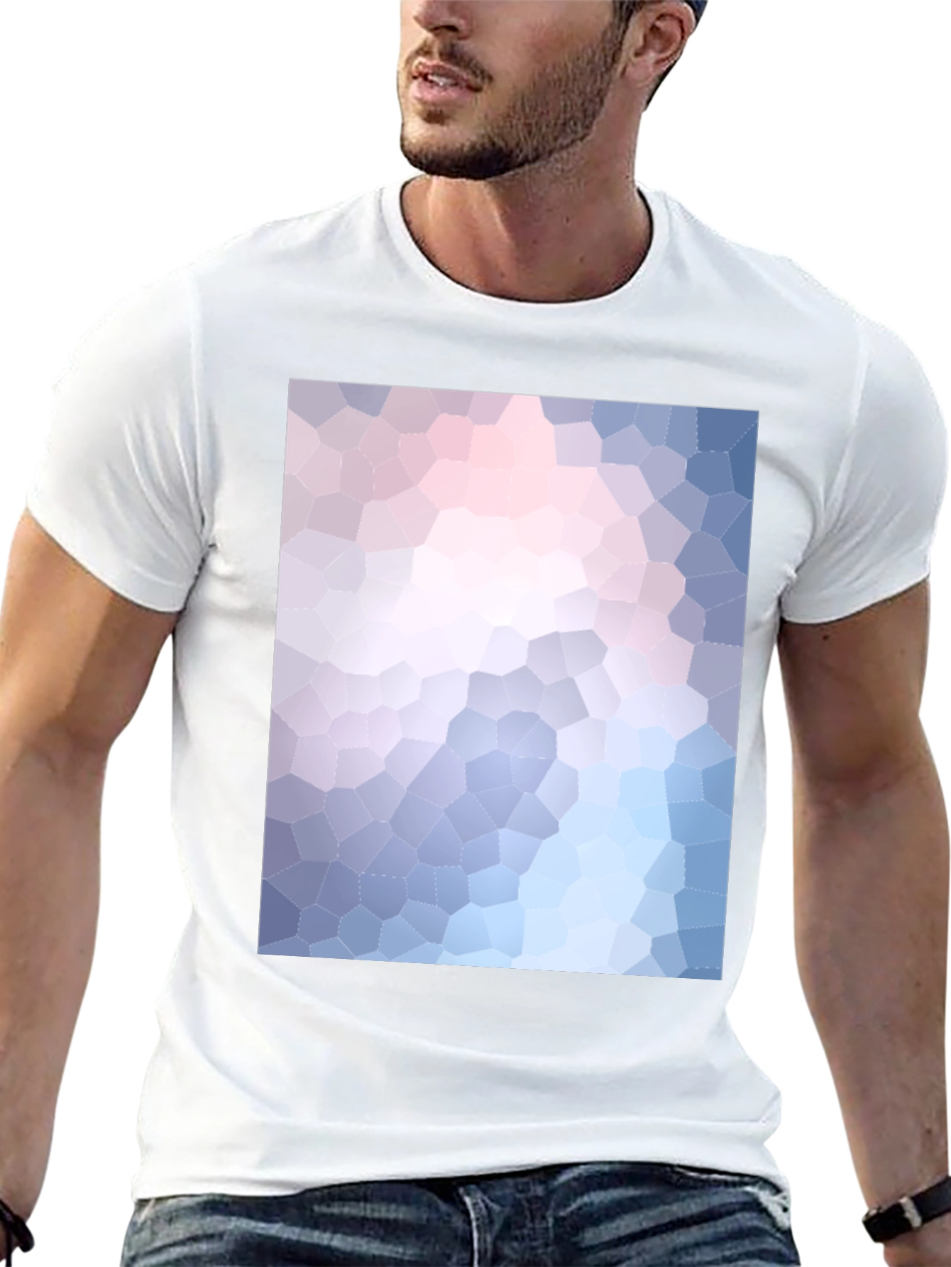 Abstract Mosaic Print Black T-Shirt