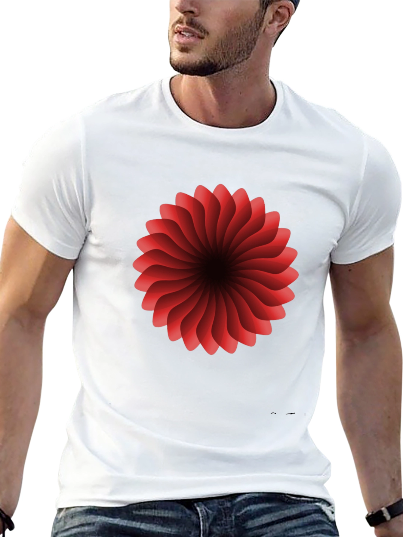 Red Floral Burst Graphic T-Shirt - Modern Design