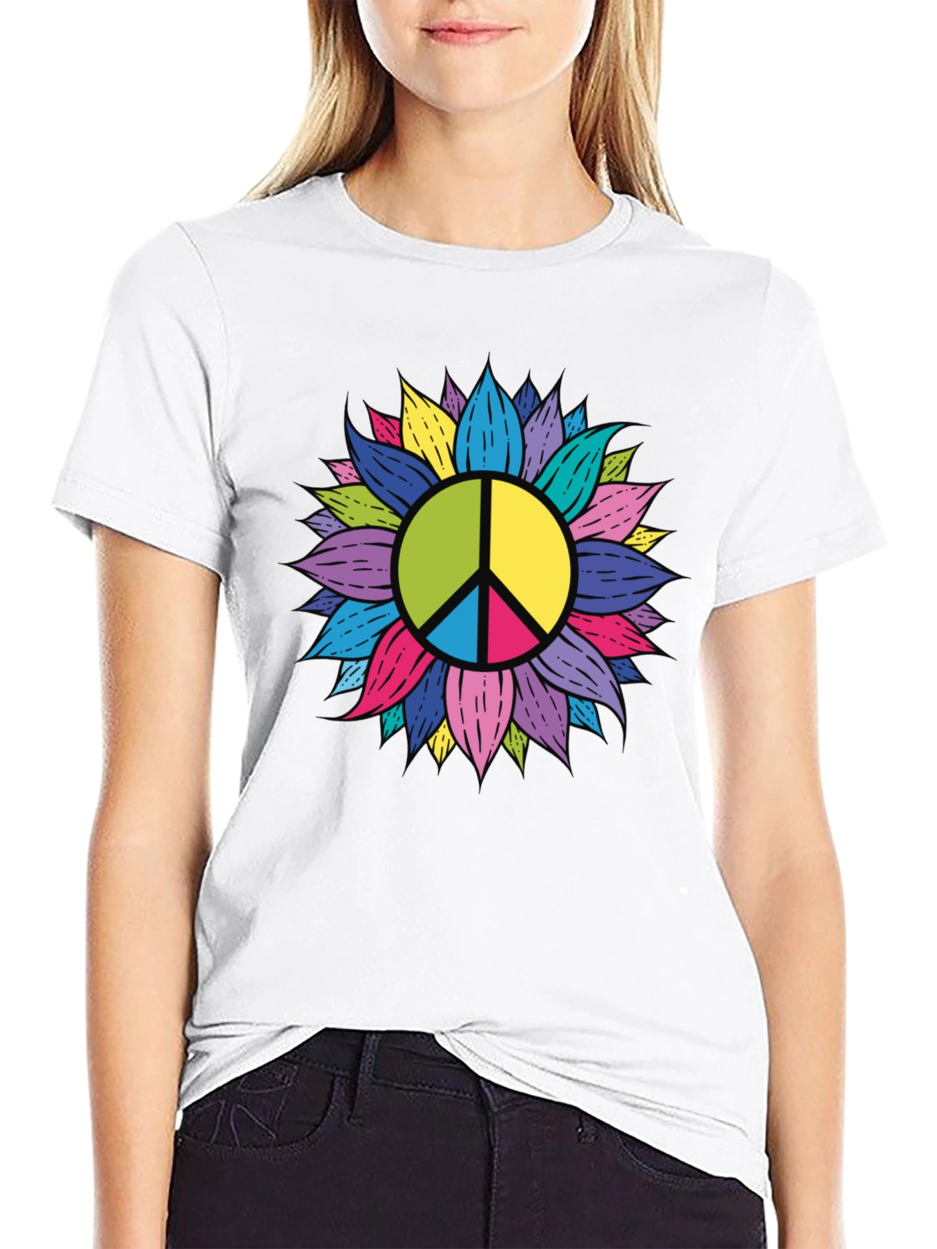 Peace Sign Sunflower Graphic Tee
