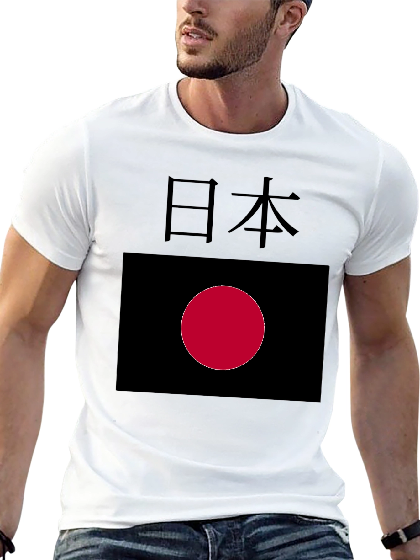 Japanese Flag Graphic Tee - Black Crew Neck
