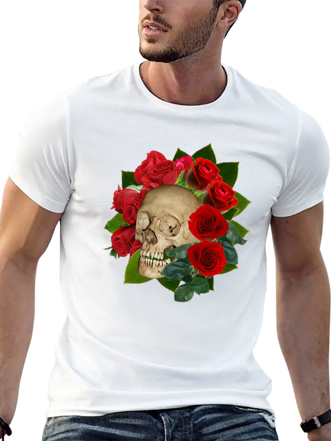 Skull & Roses Graphic T-Shirt - Gothic Style