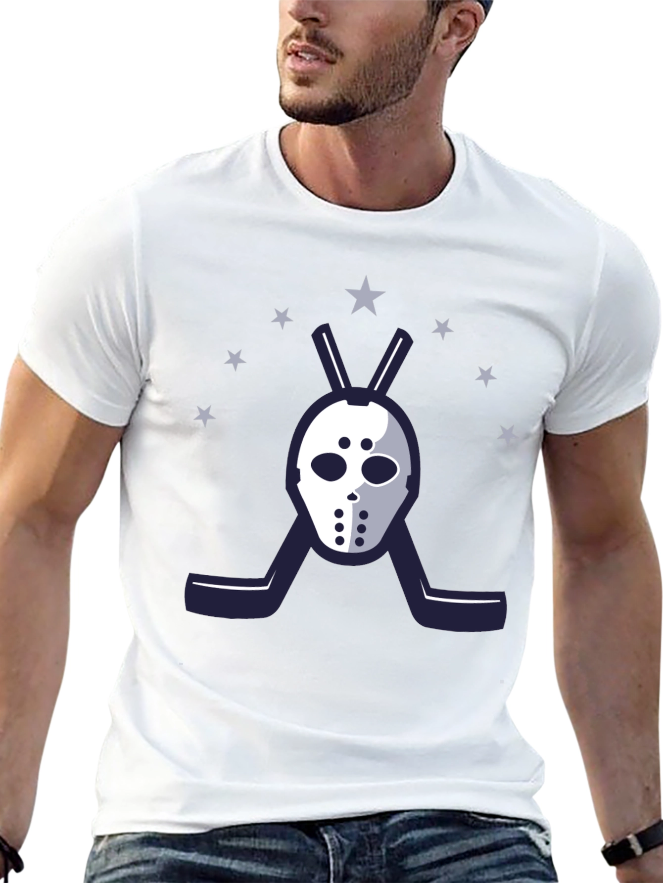 Hockey Mask Graphic T-Shirt - Starry Design