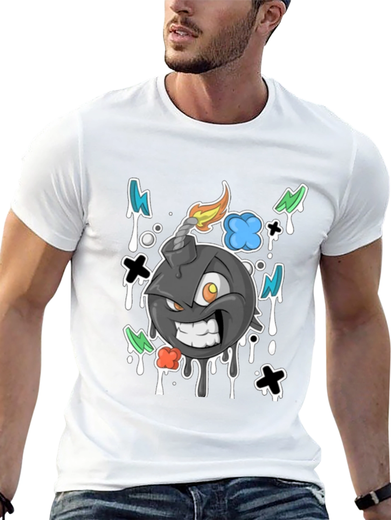 Cartoon Bomb Graphic Tee - Black