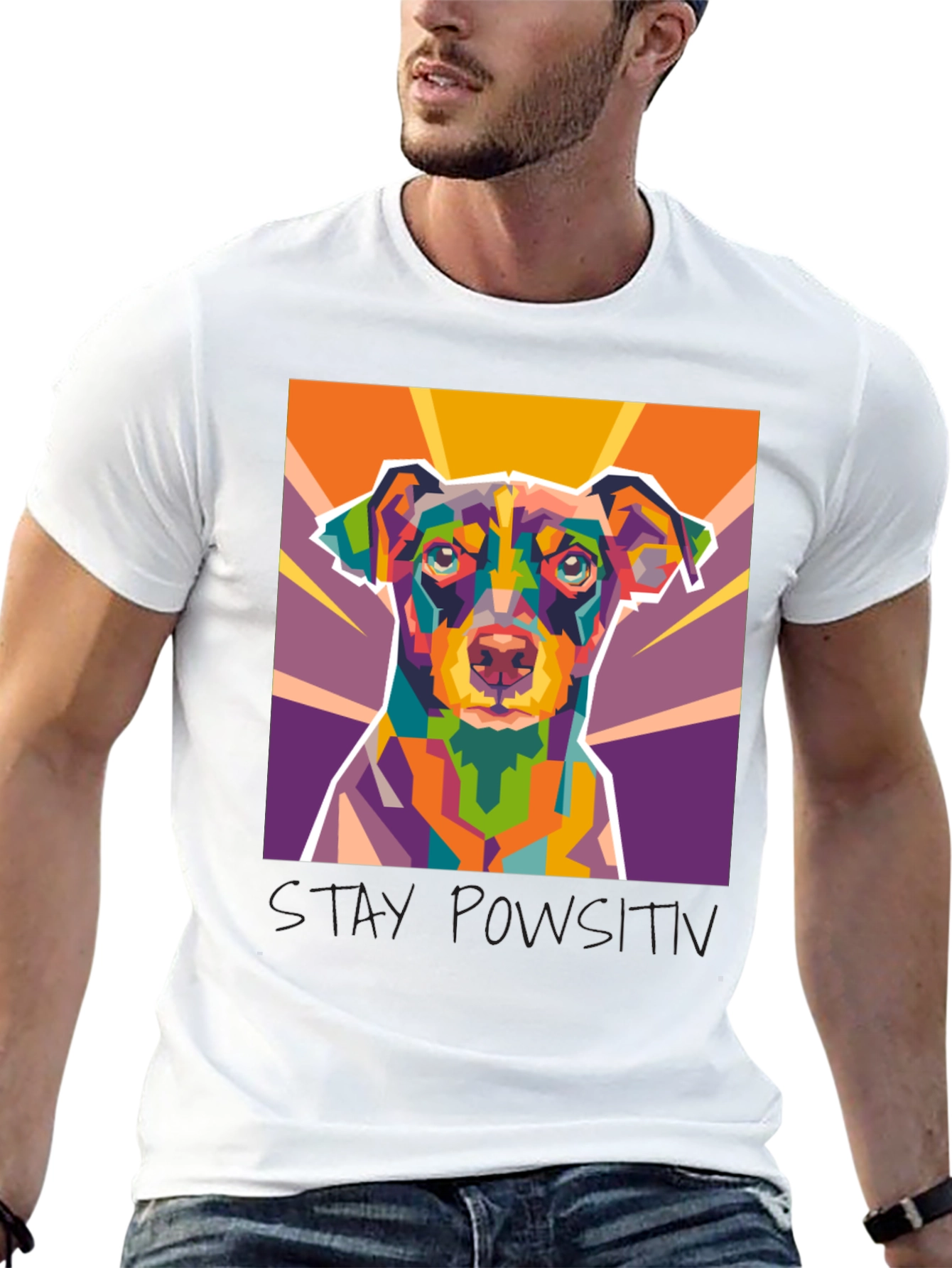 Geometric Dog Art Black Graphic Tee