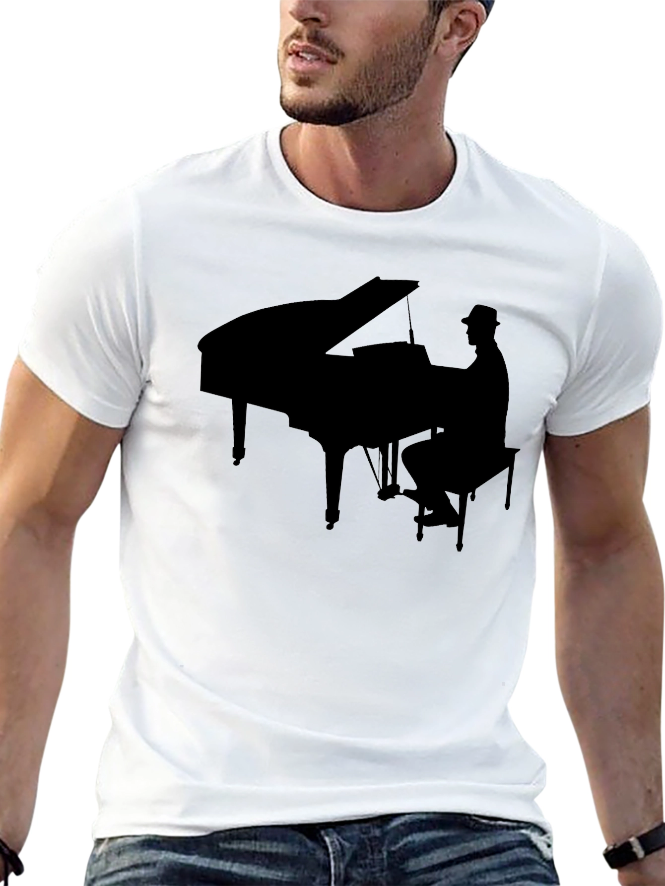 Piano Player Black Graphic Tee - Music Lovers Shirt