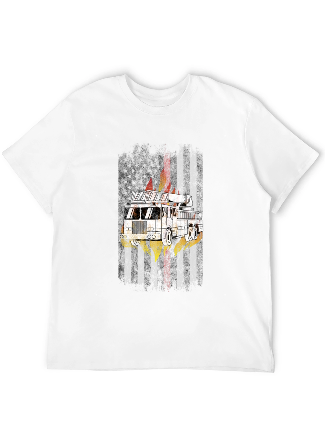 Firefighter American Flag Truck T-Shirt
