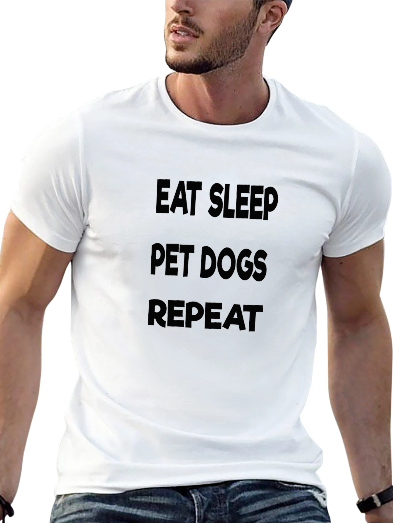 Eat Sleep Pet Dogs Repeat - Black T-Shirt