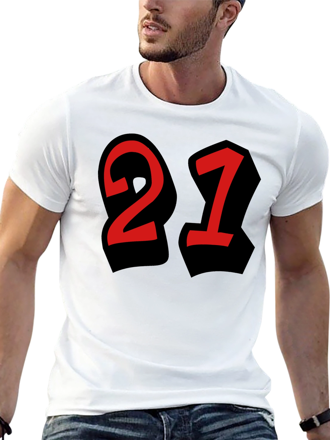 Bold 21 Graphic Tee - Black Crew Neck T-Shirt