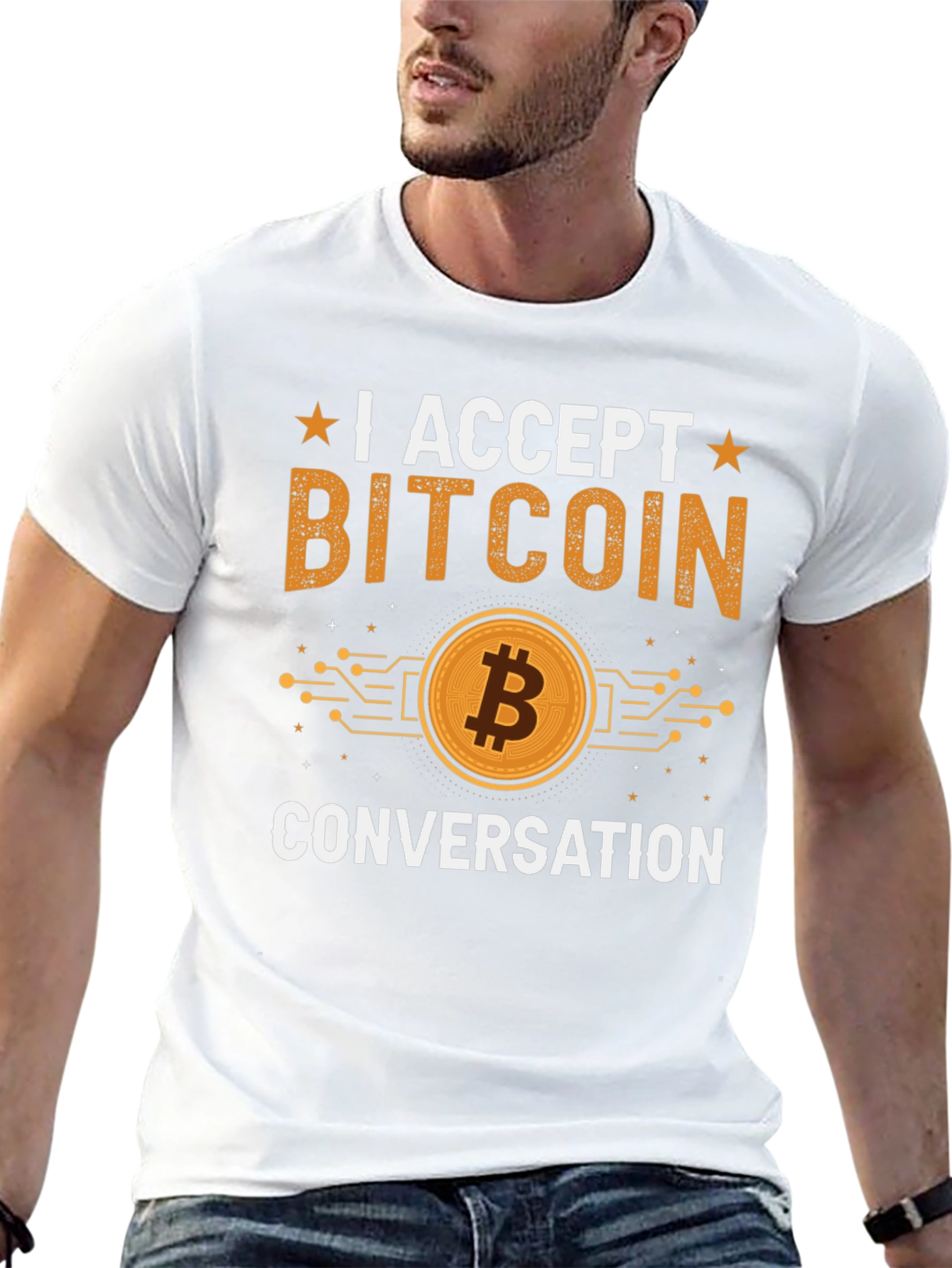 I Accept Bitcoin Conversation T-Shirt