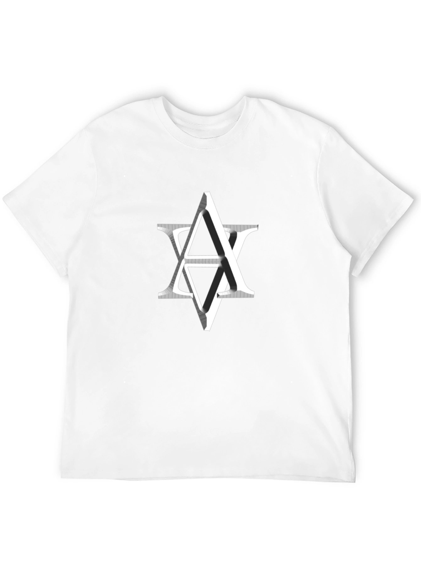 Modern Geometric Graphic Tee - Black