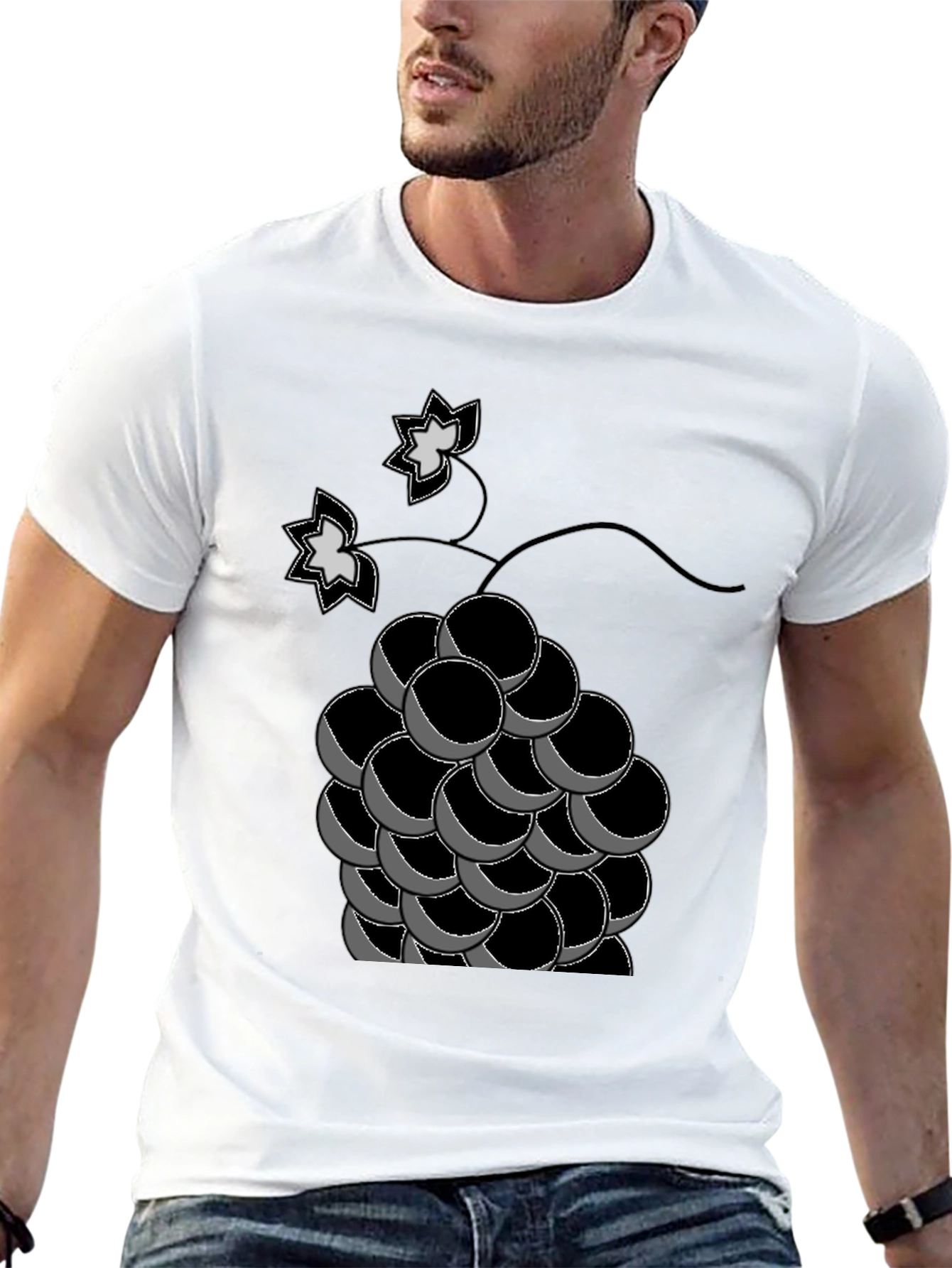 Grapes Graphic Tee - Black Cotton T-Shirt