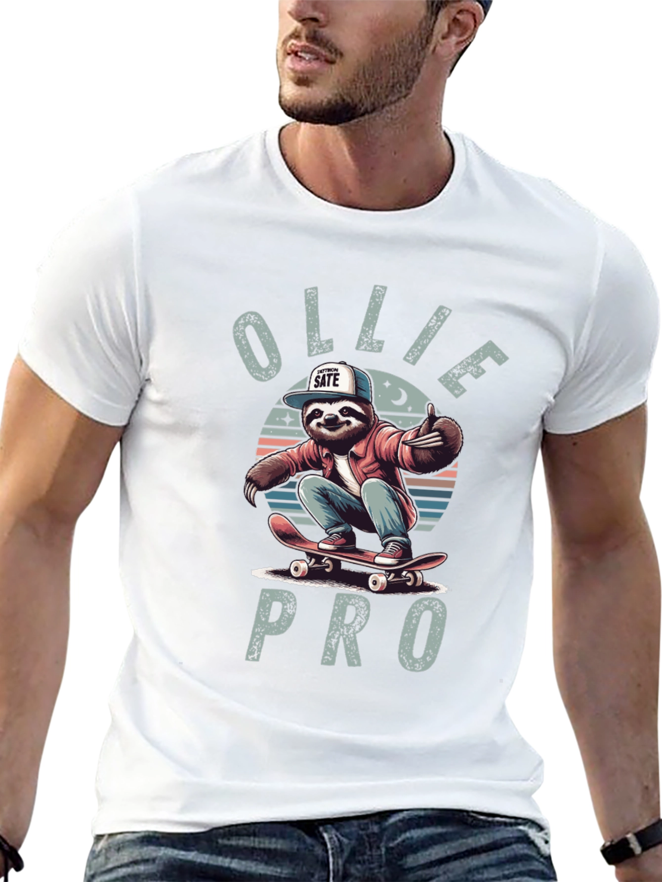 Ollie Pro Sloth Skateboard T-Shirt