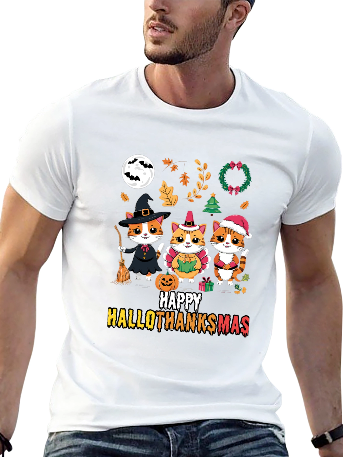 Happy HalloThanksmas Cats T-Shirt