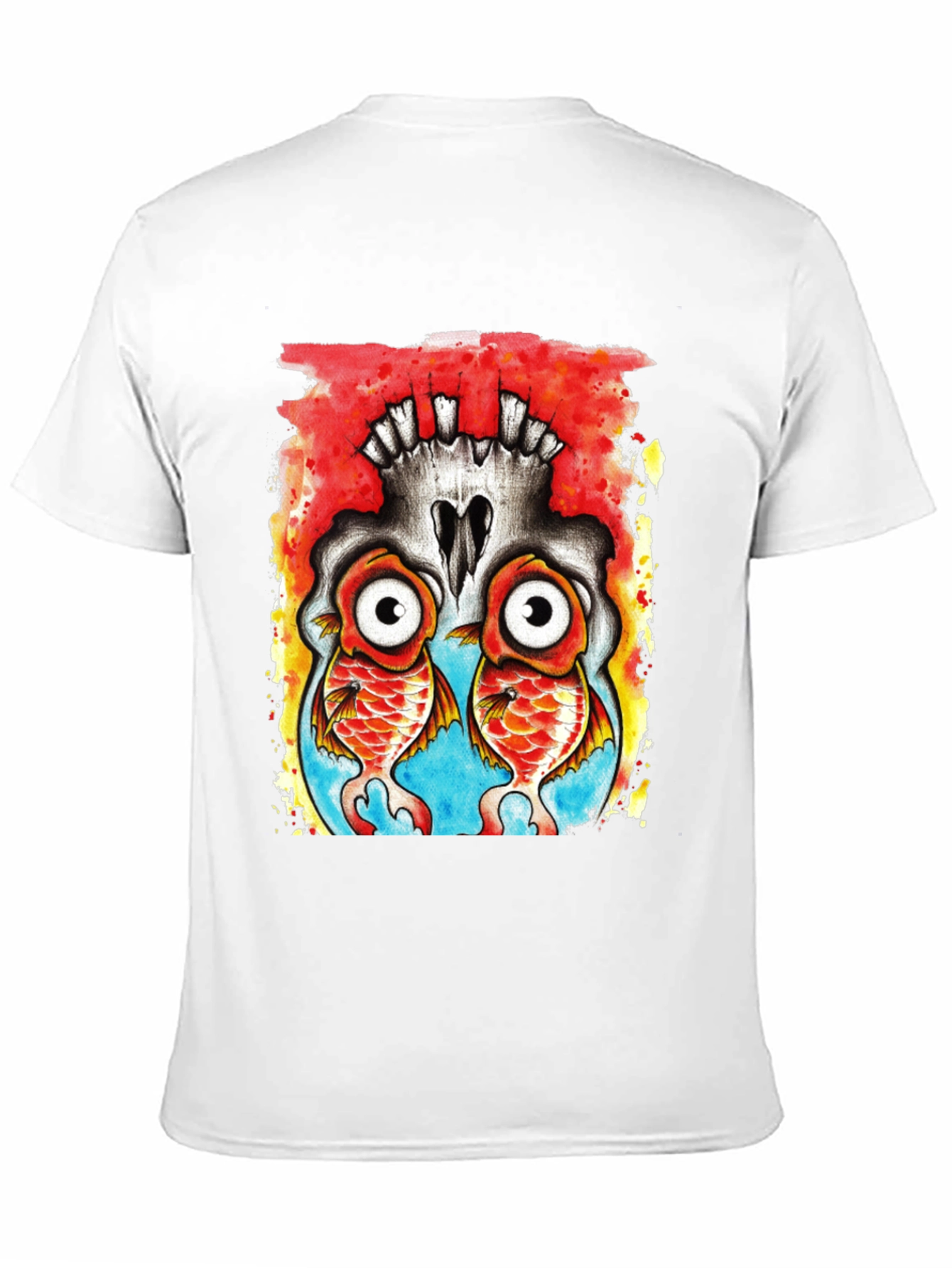 Skull Fish Graphic Tee - Black Cotton T-Shirt
