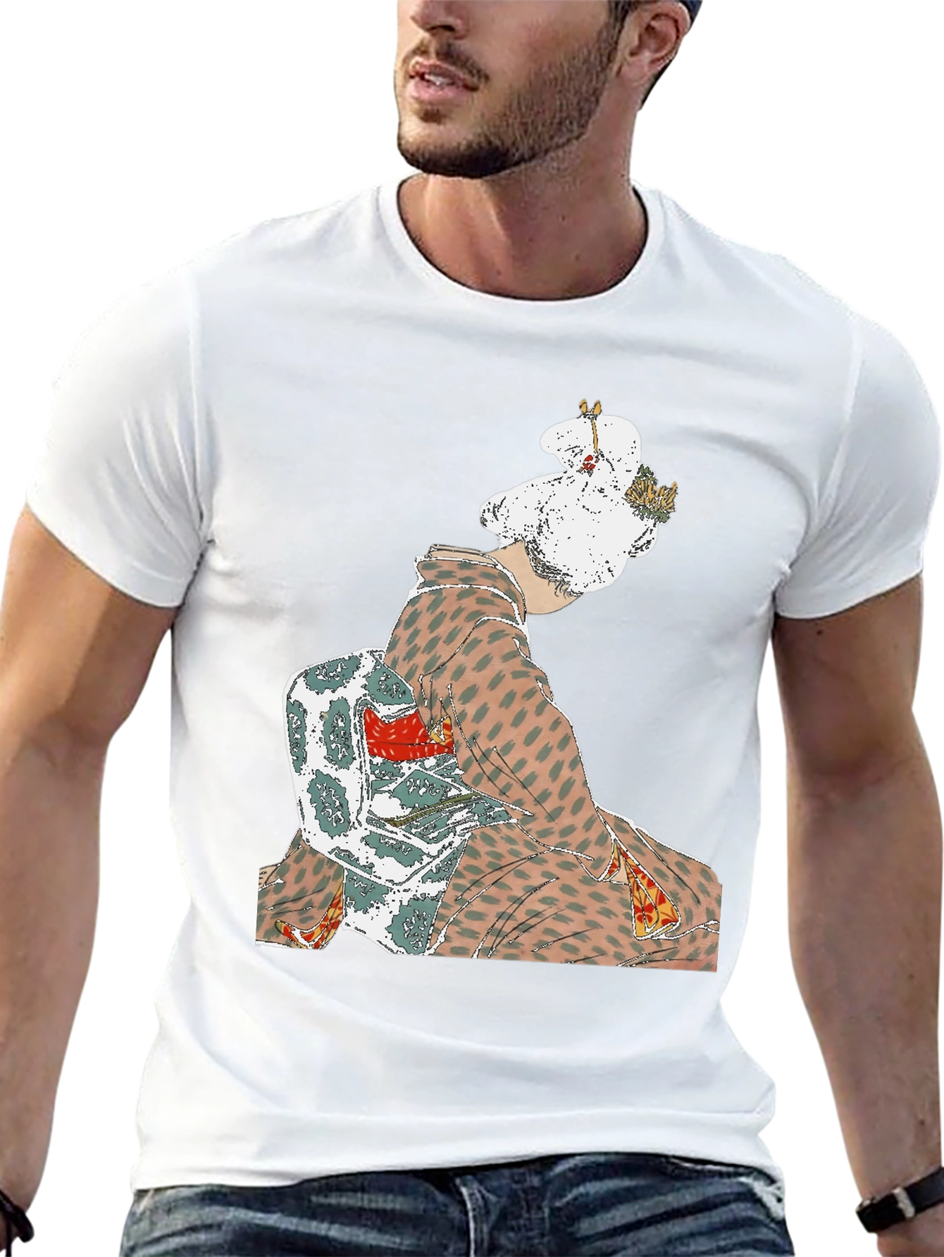 Kimono Print Graphic Tee - Casual Style