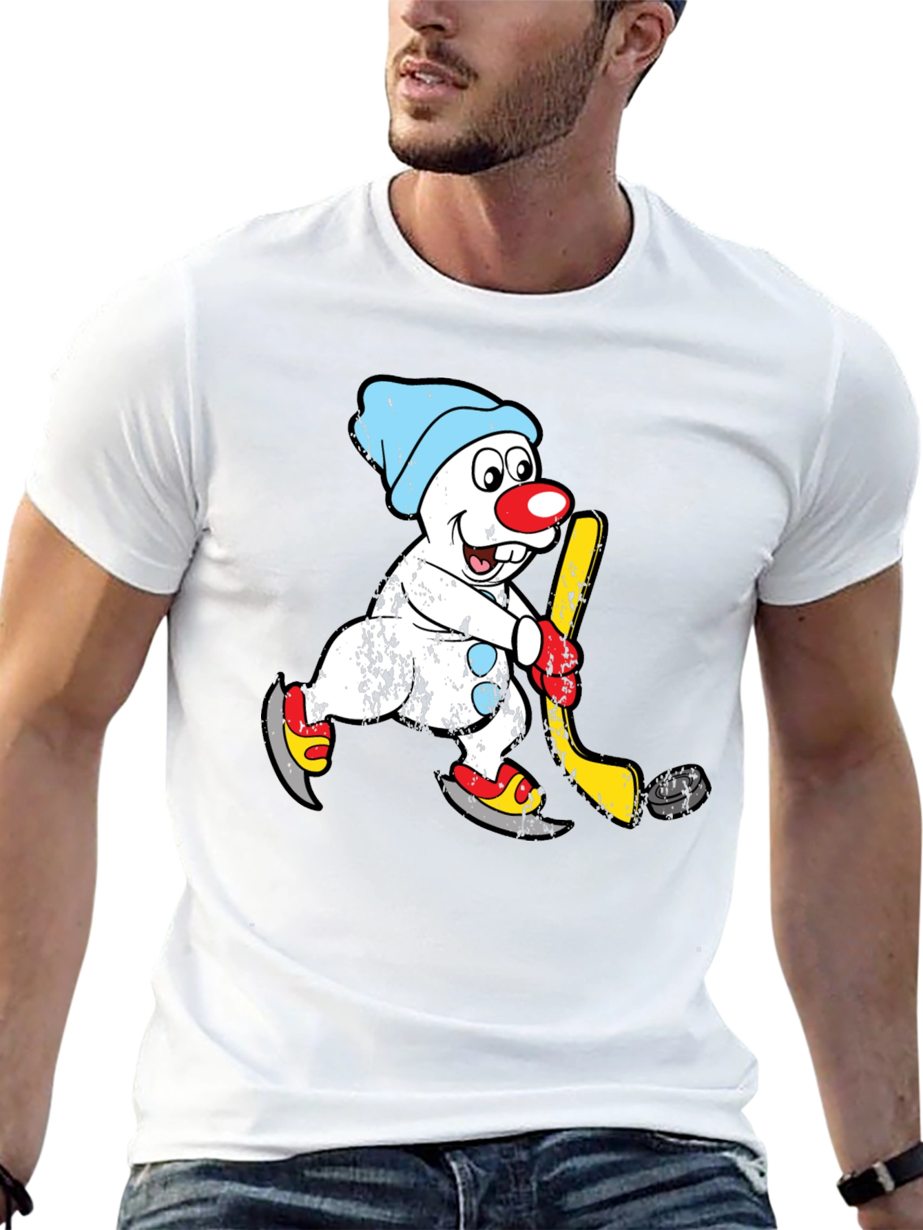 Snowman Hockey T-Shirt - Winter Fun