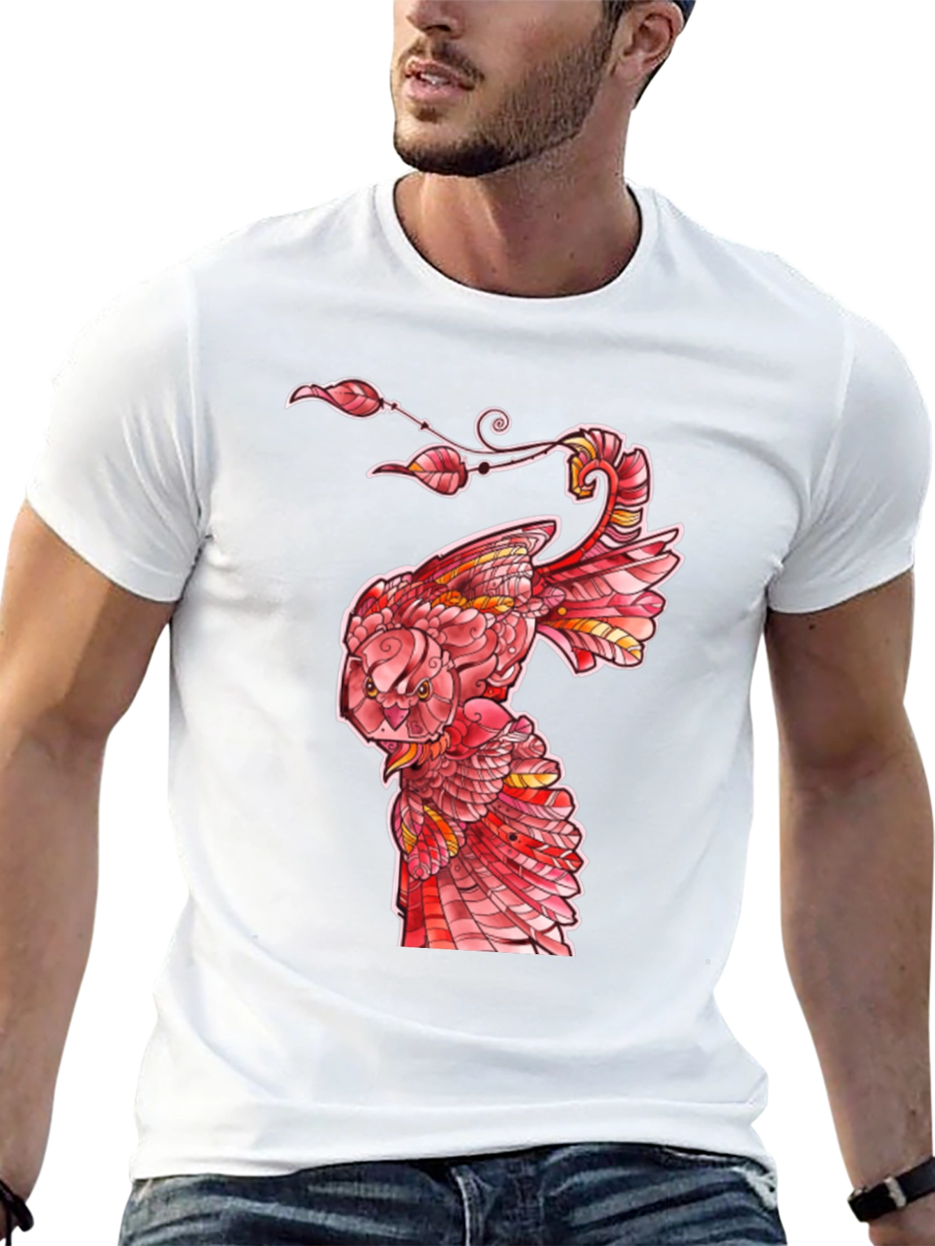Red Owl Graphic Print Mens Black T-Shirt