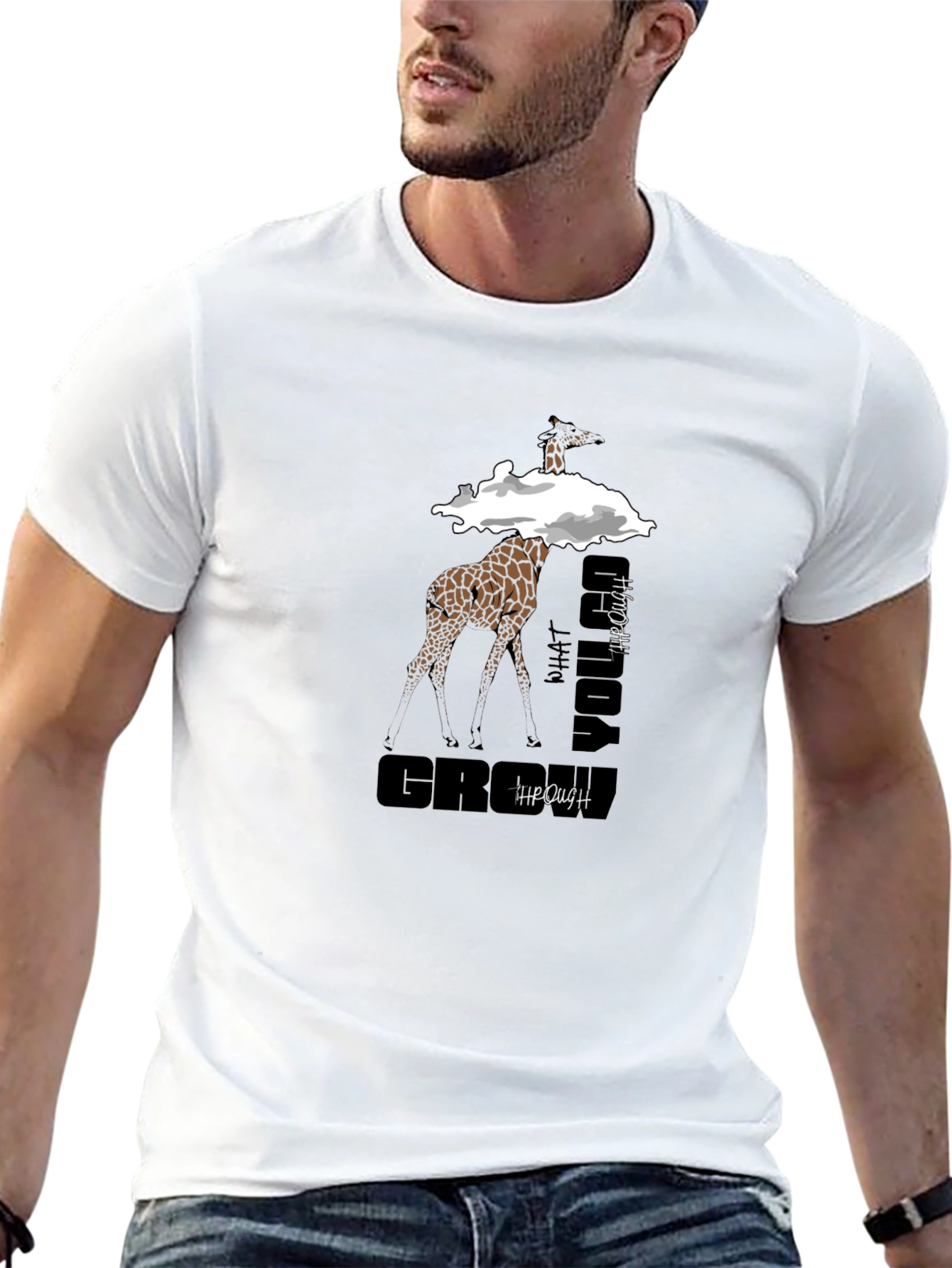 Giraffe What You Grow Through Graphic T-Shirt