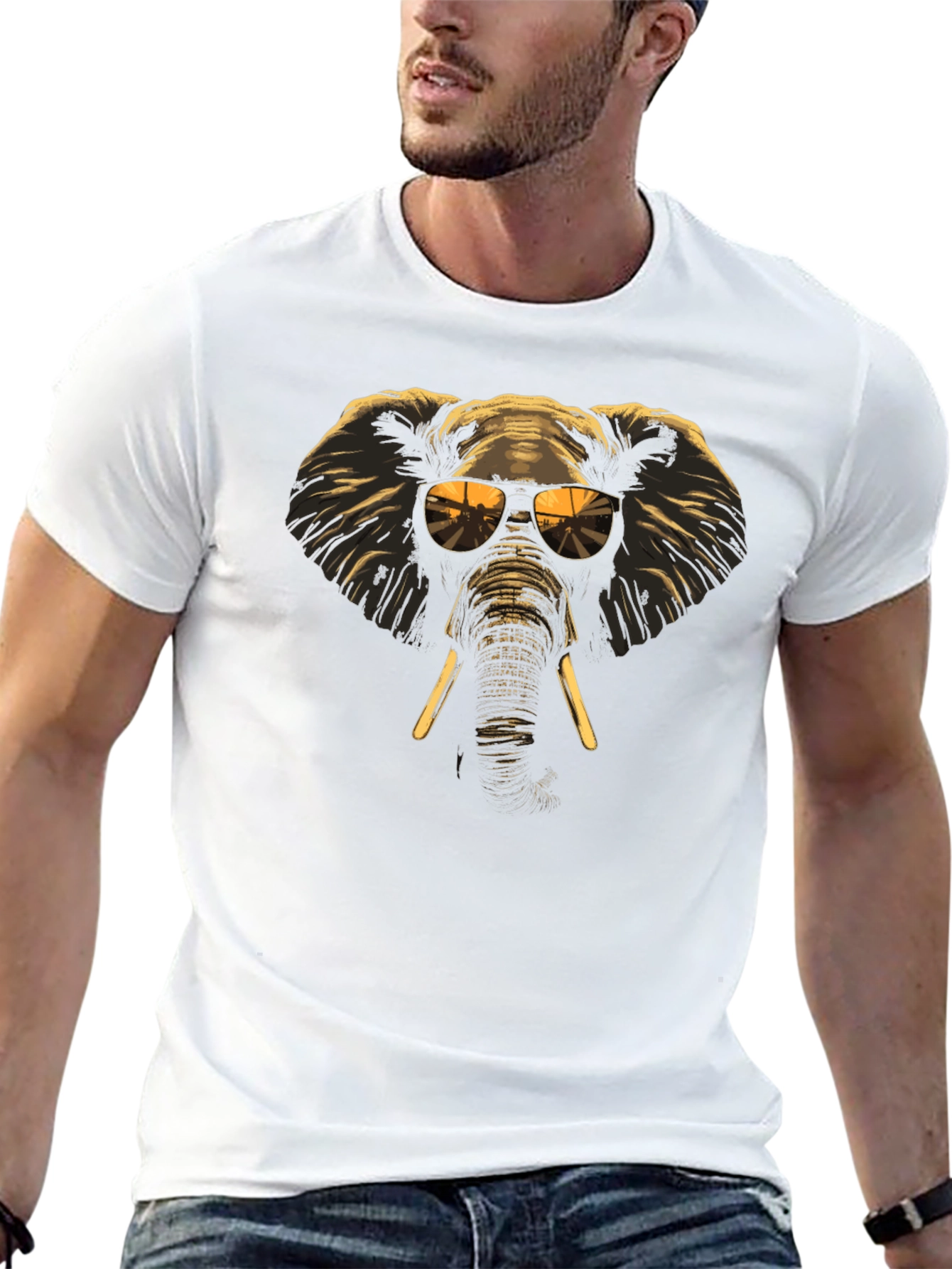 Cool Elephant Graphic Tee - Black Cotton T-Shirt
