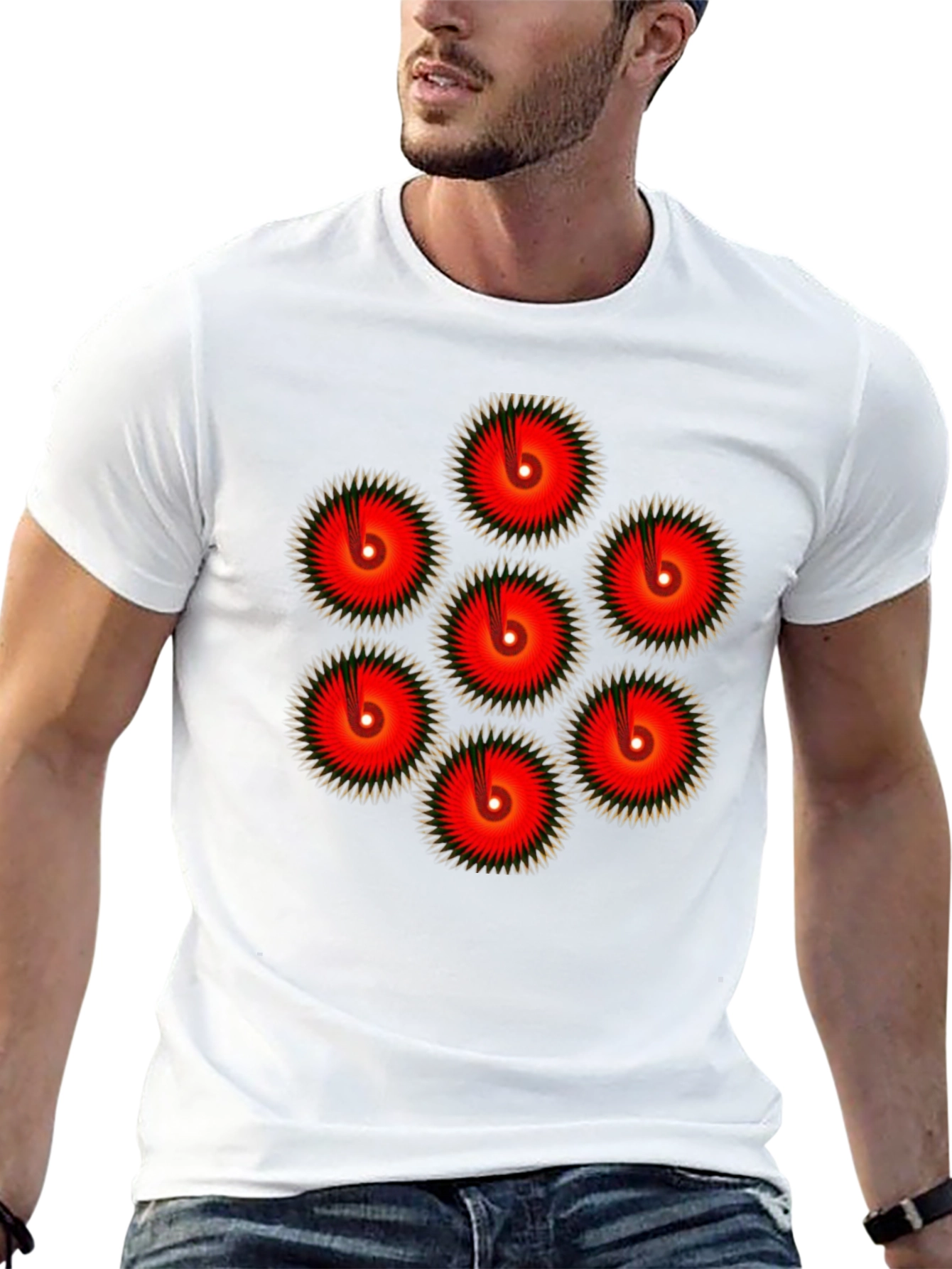 Eye-Catching Geometric Circle Graphic Black Tee