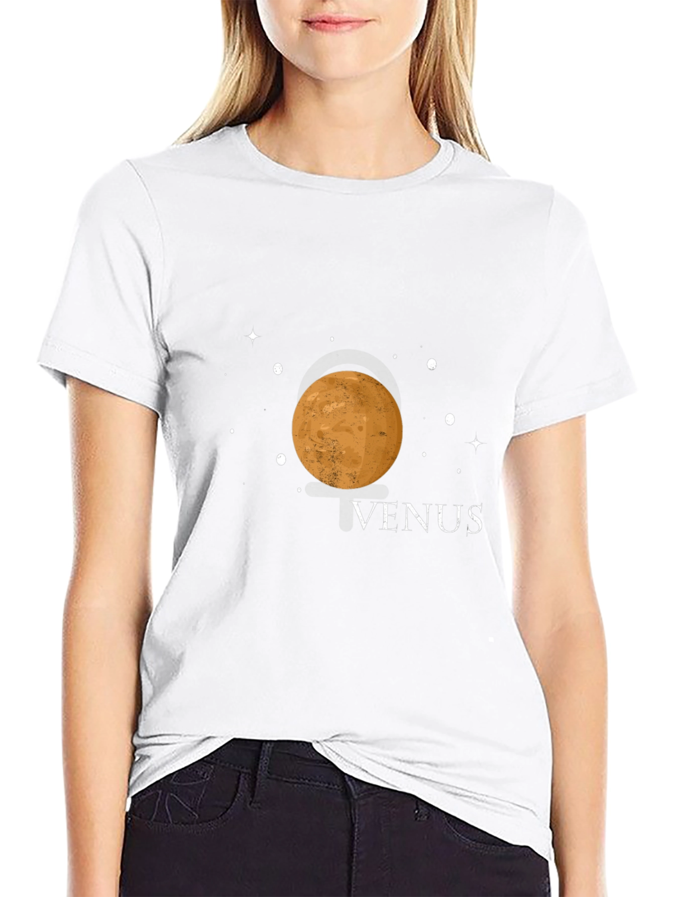 Venus Planet Graphic Tee - Black Cotton Blend Shirt