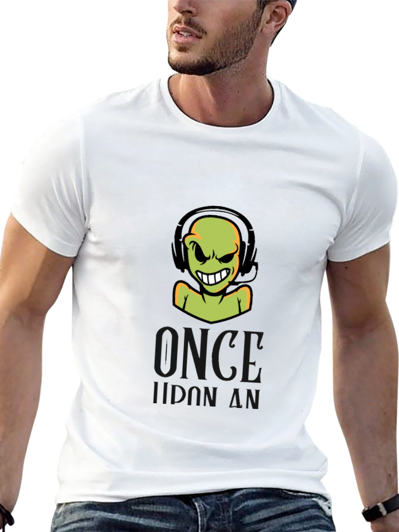 Gamer Alien Headset Black T-Shirt