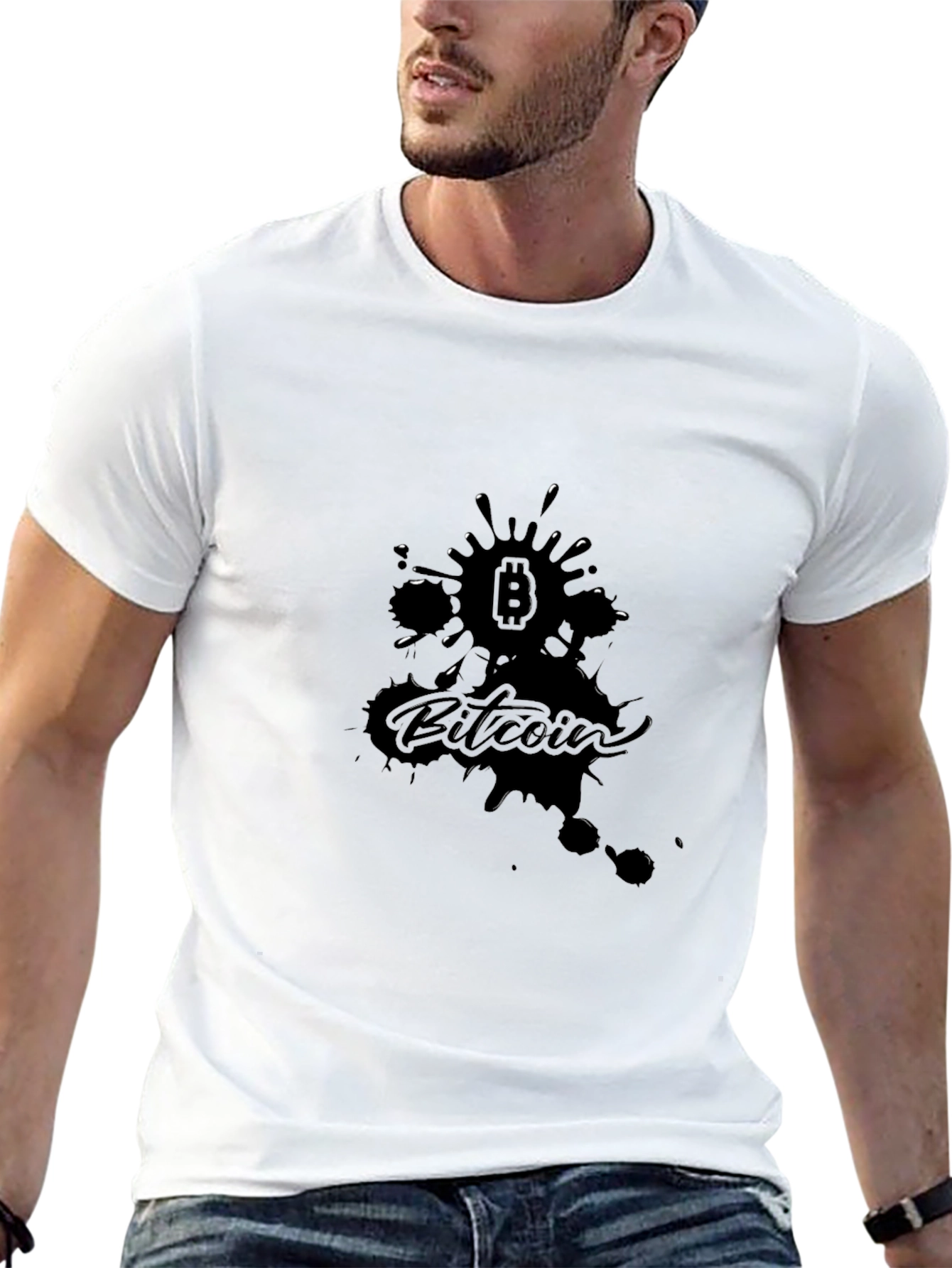 Bitcoin Splatter Graphic Black T-Shirt