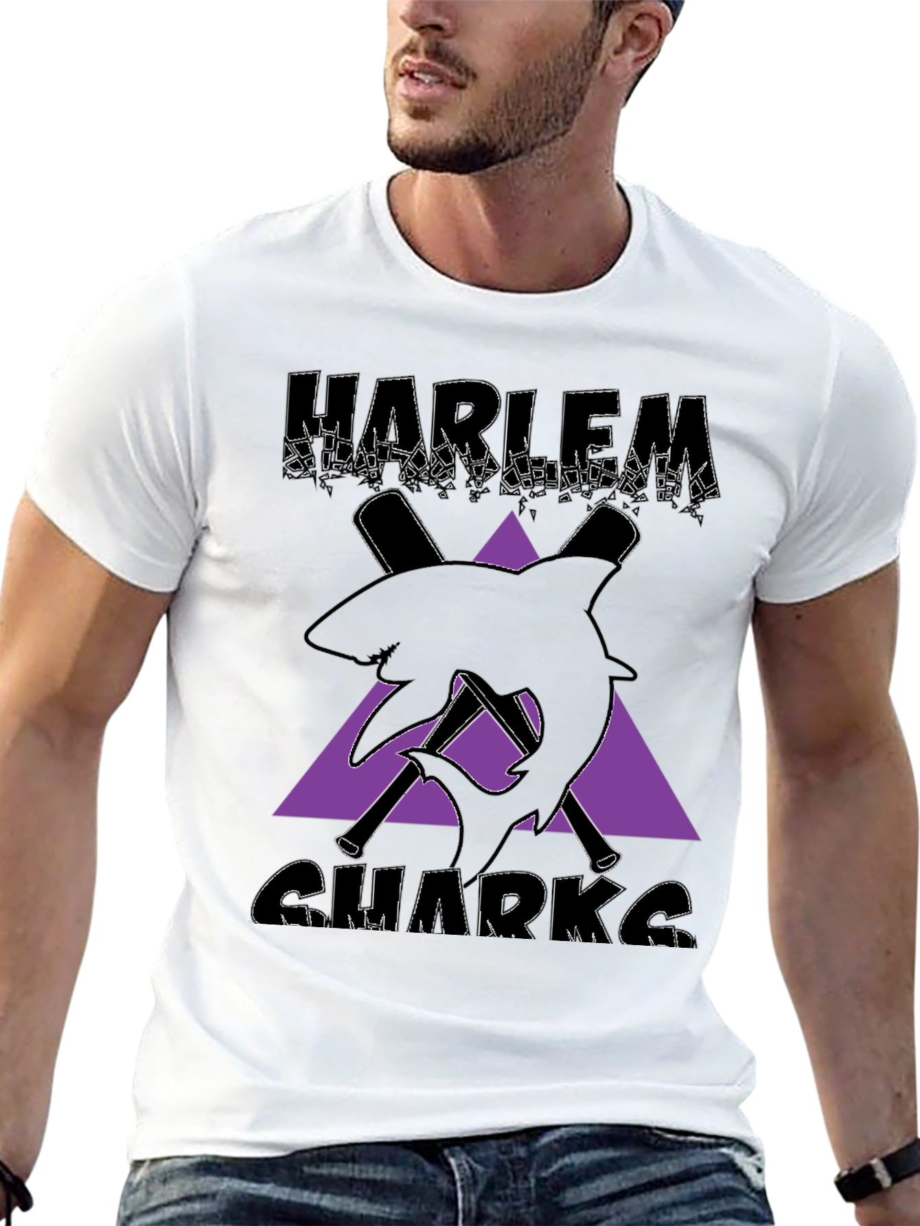 Harlem Sharks Graphic Tee - Black Cotton T-Shirt